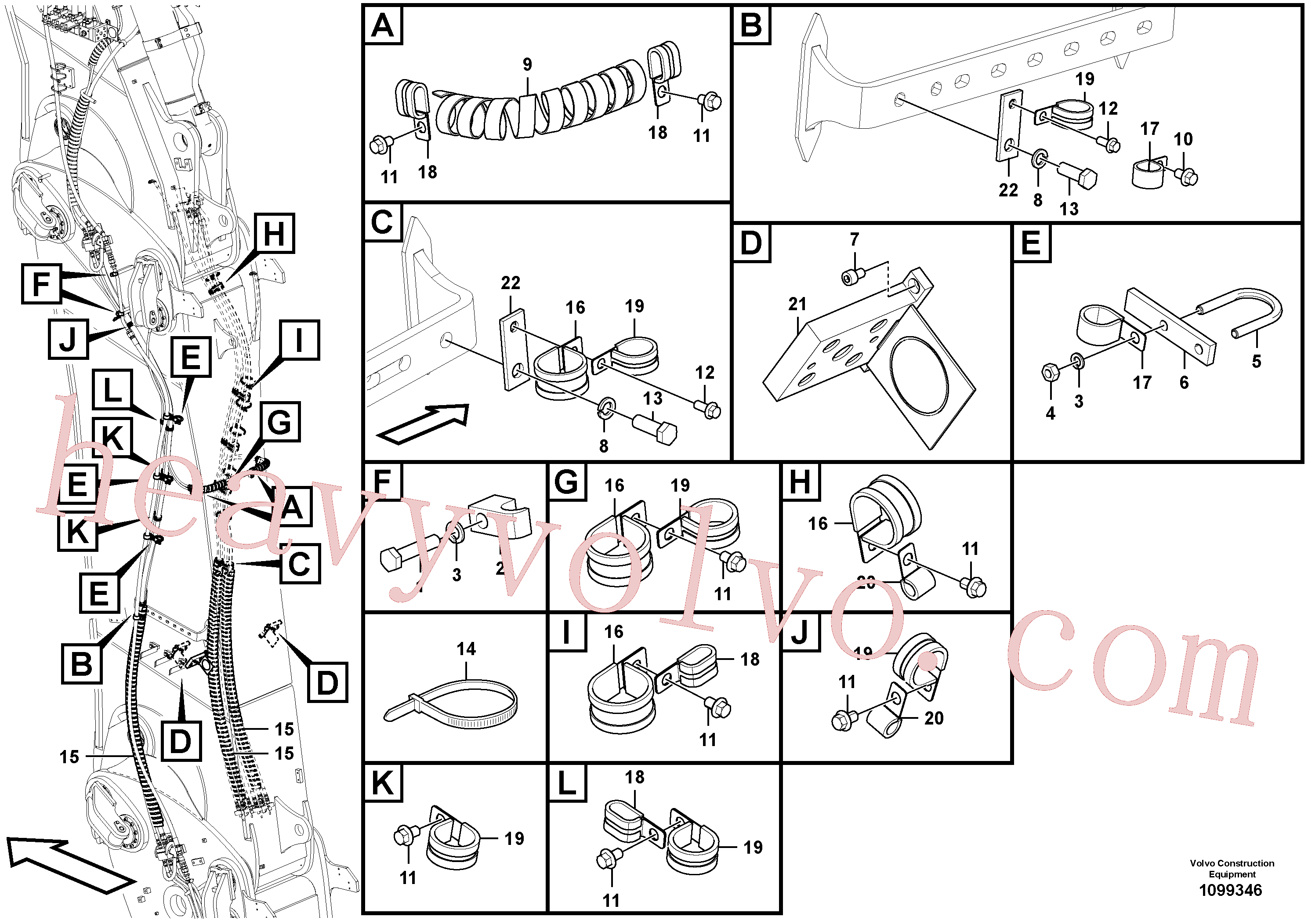 VOE14566371 for Volvo Working hydraulics, extension boom small piping(1099346 assembly)