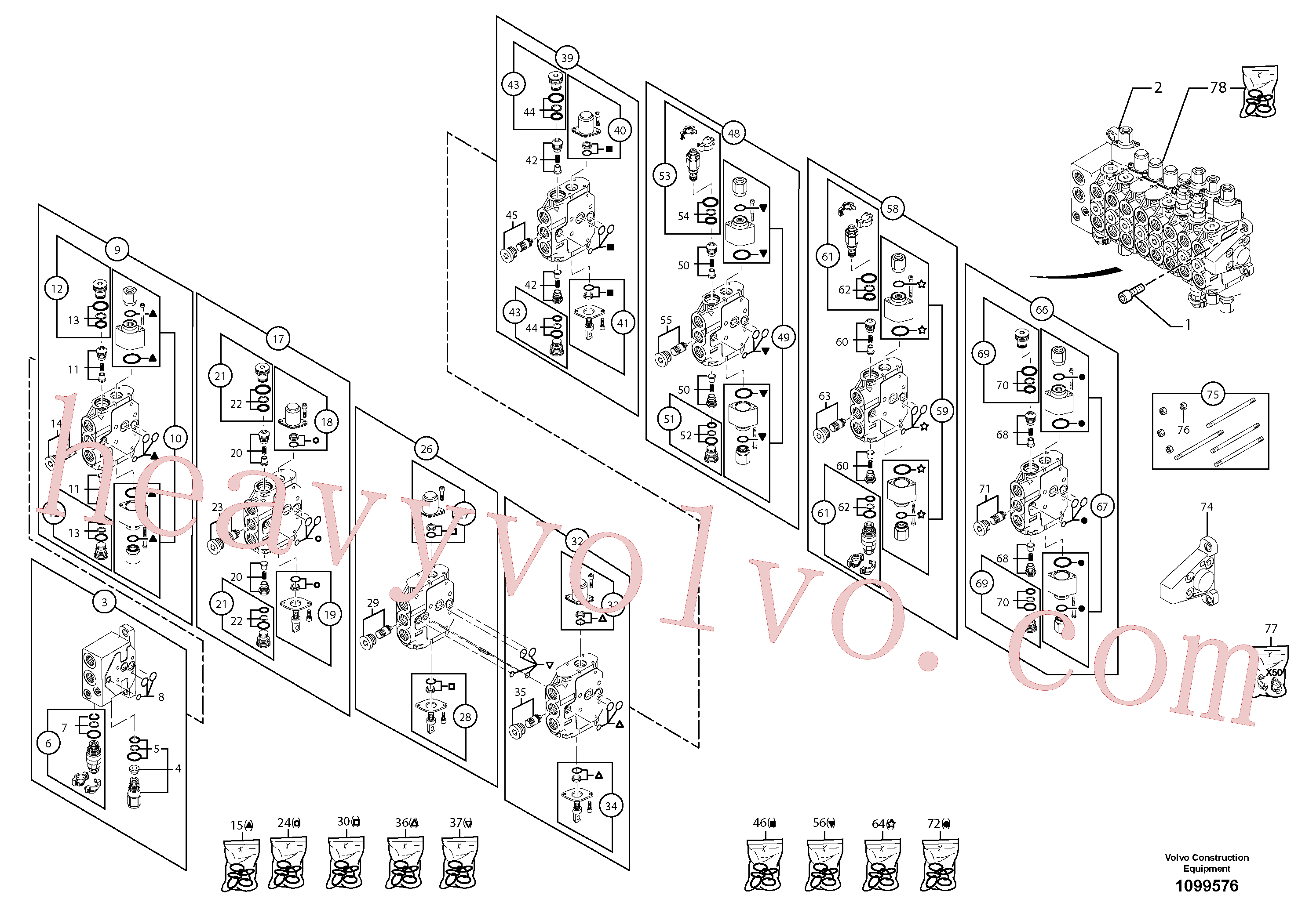 PJ7418514 for Volvo Control valve : 8 spools(1099576 assembly)