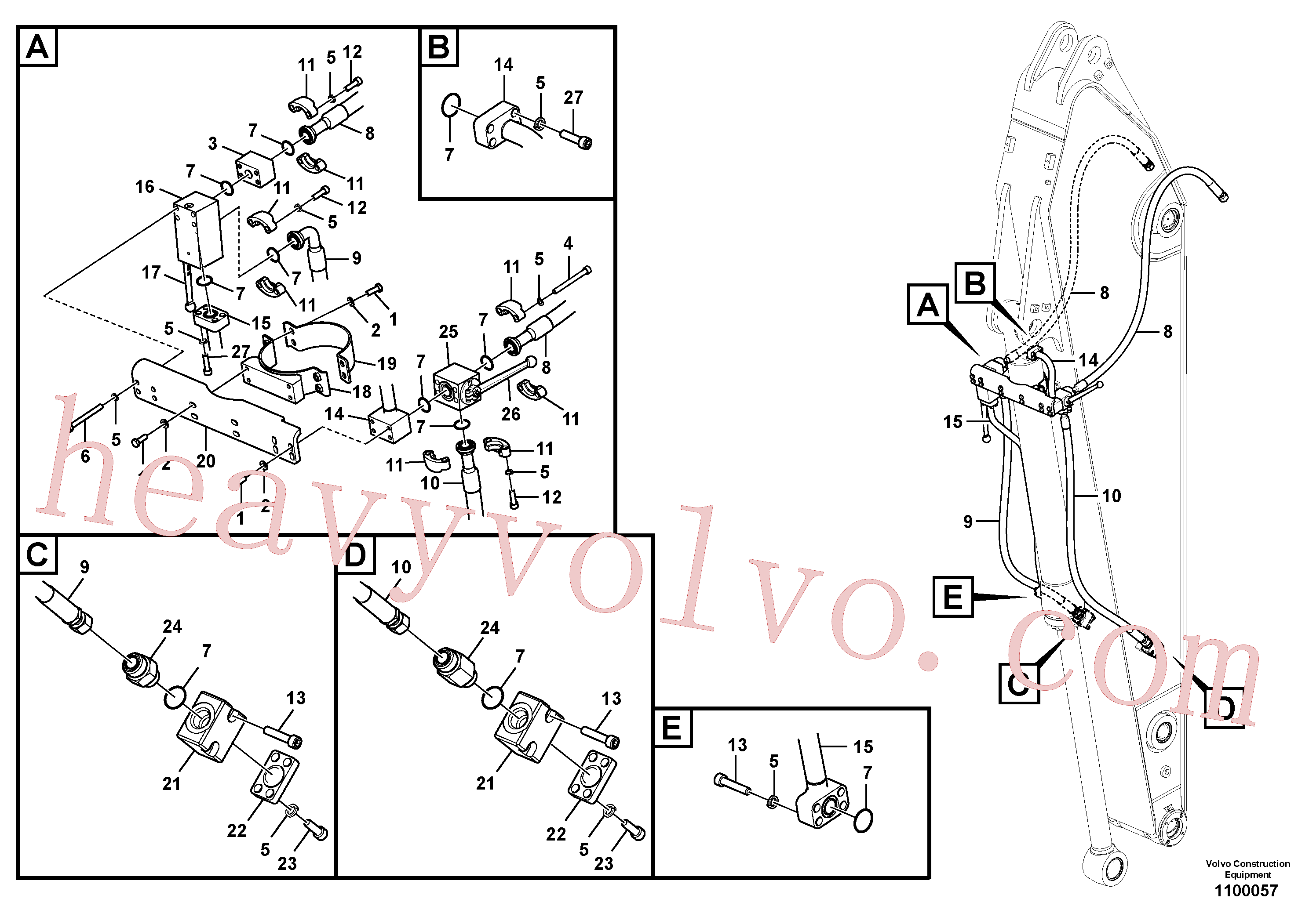 VOE937752 for Volvo Working hydraulic, clamshell(1100057 assembly)