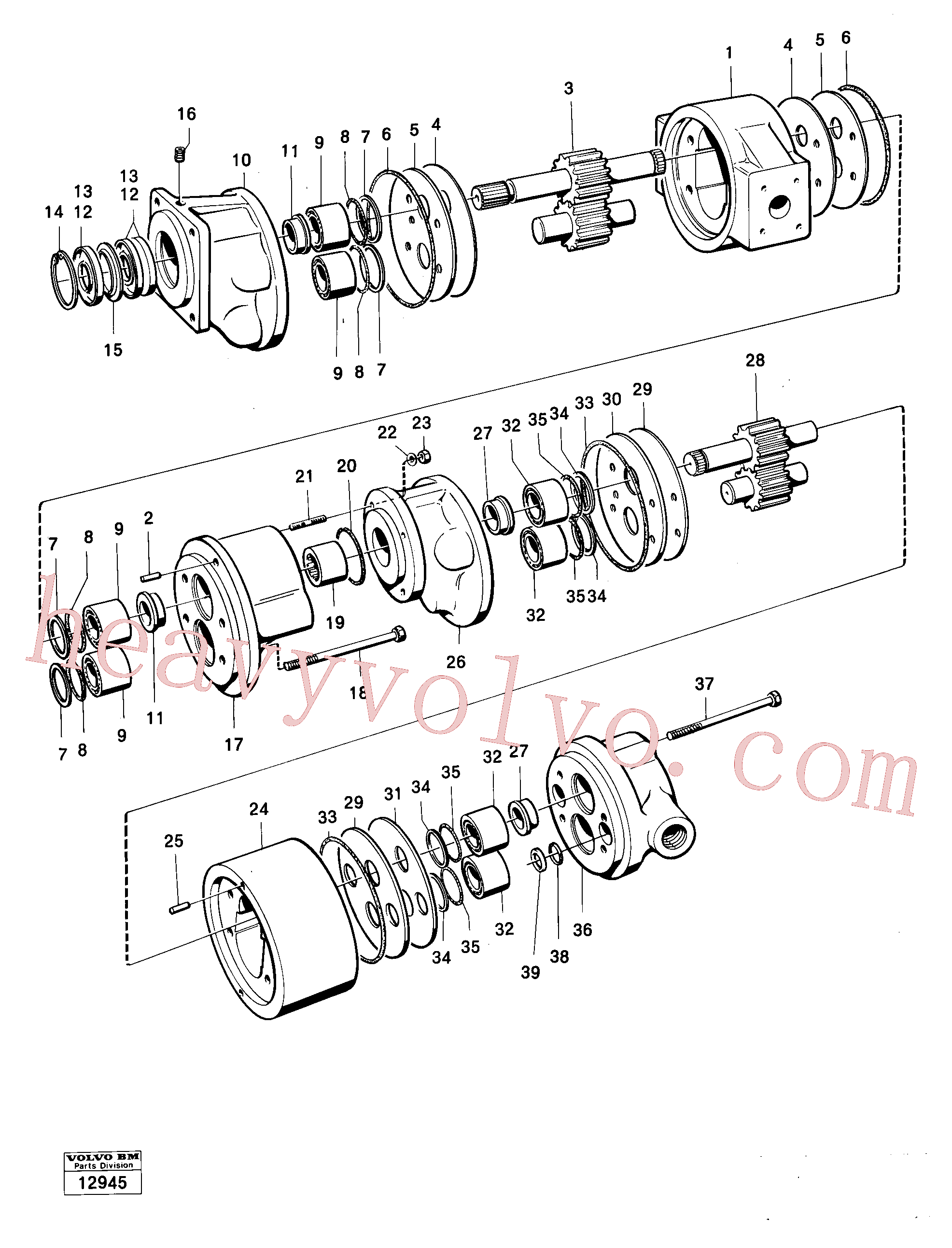 VOE914536 for Volvo Hydraulic-oil pump prod no 33100, 33105(12945 assembly)