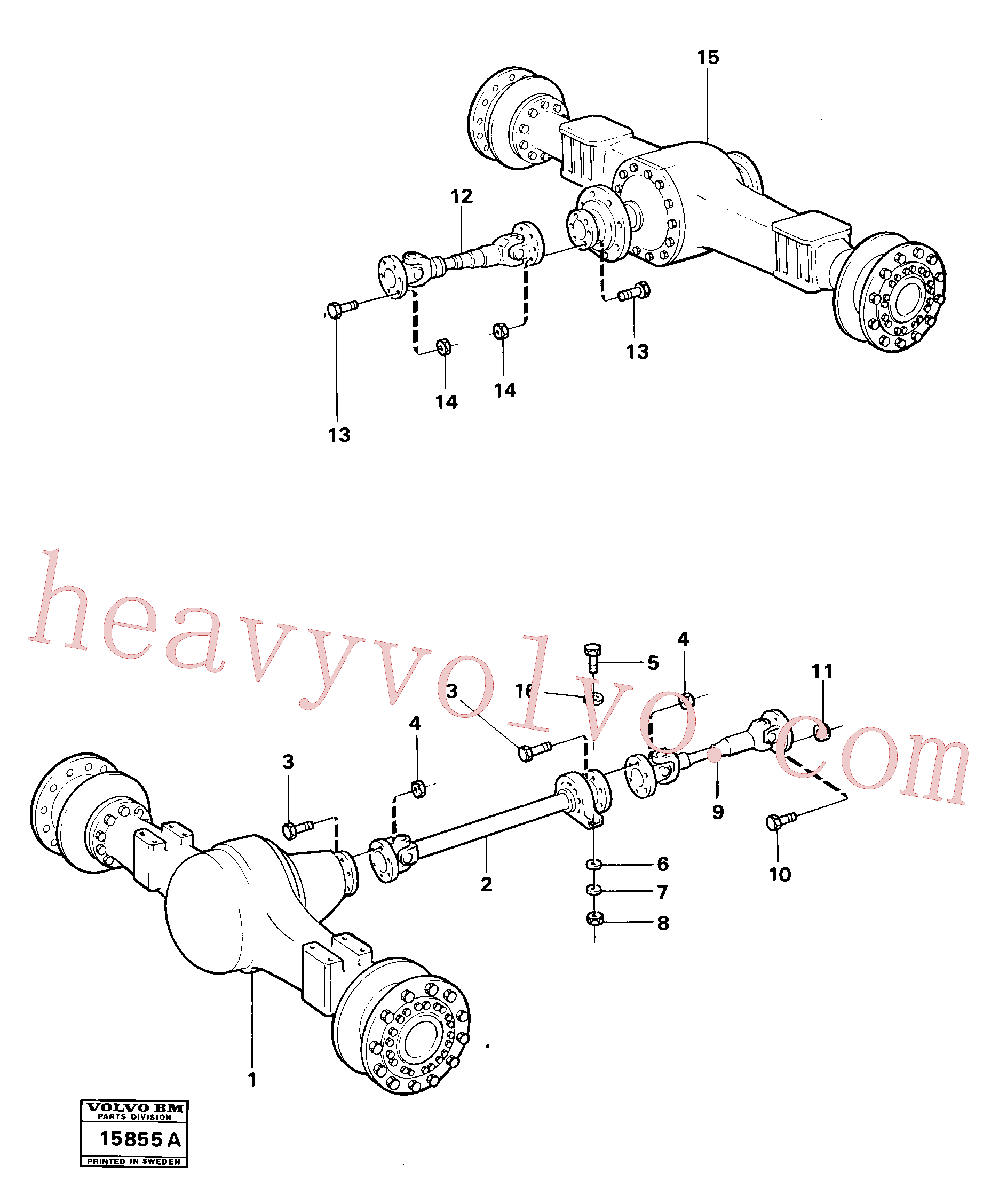 VOE997967 for Volvo Propeller shafts with fitting parts(15855A assembly)