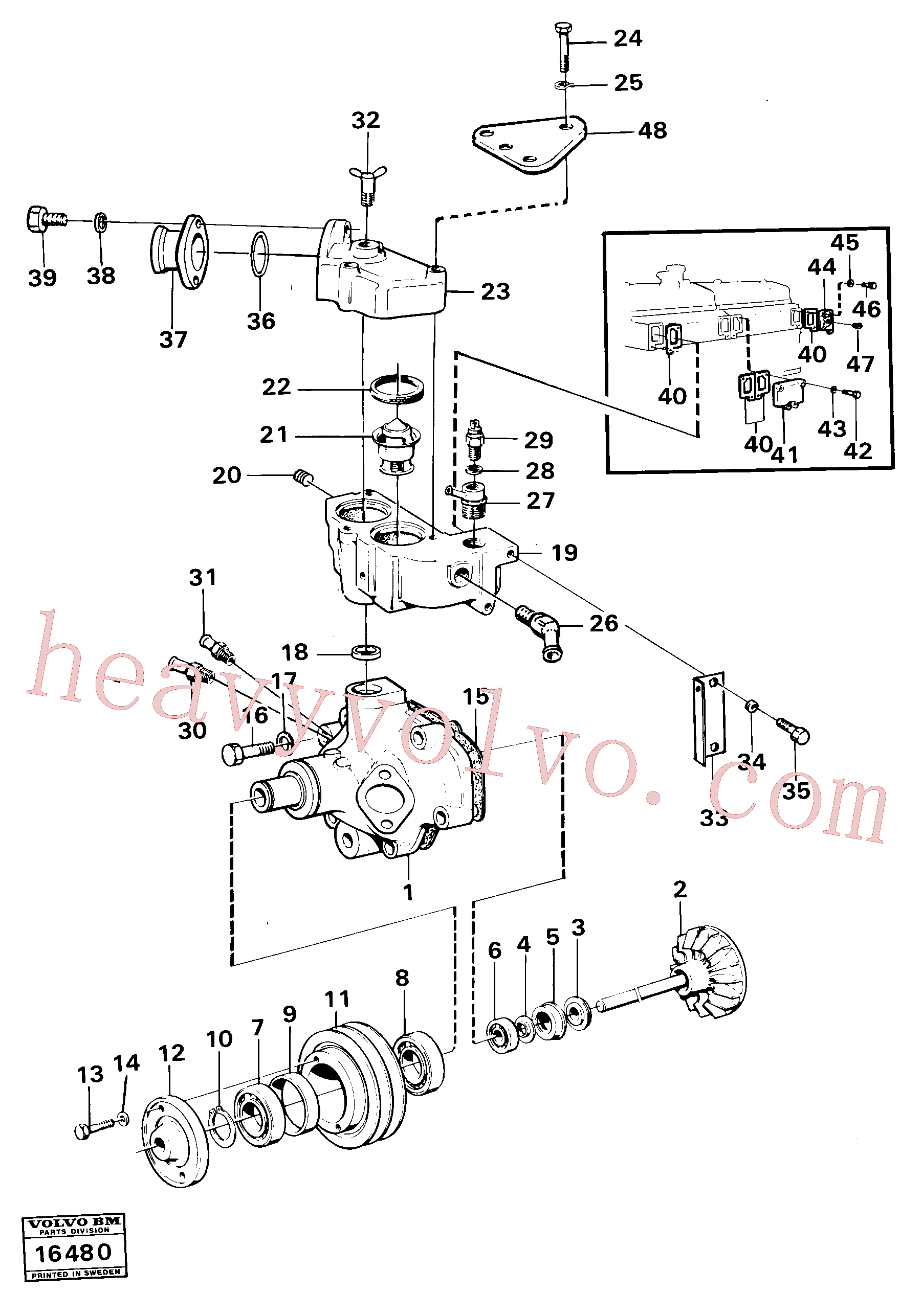 VOE13961607 for Volvo Water pump with fitting parts, Water pump with fitting parts.(16480 assembly)