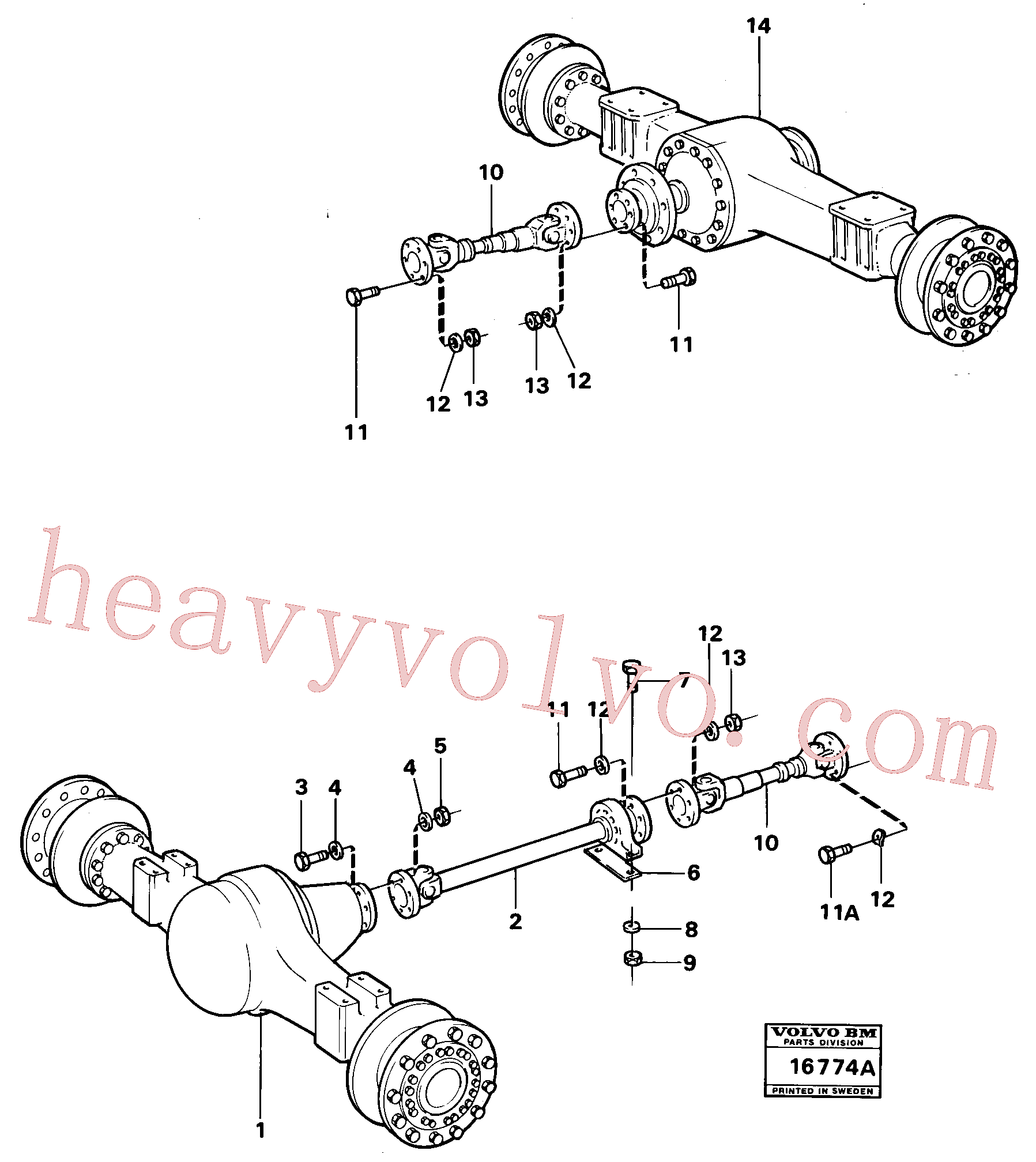 VOE13971086 for Volvo Propeller shafts with fitting parts(16774A assembly)