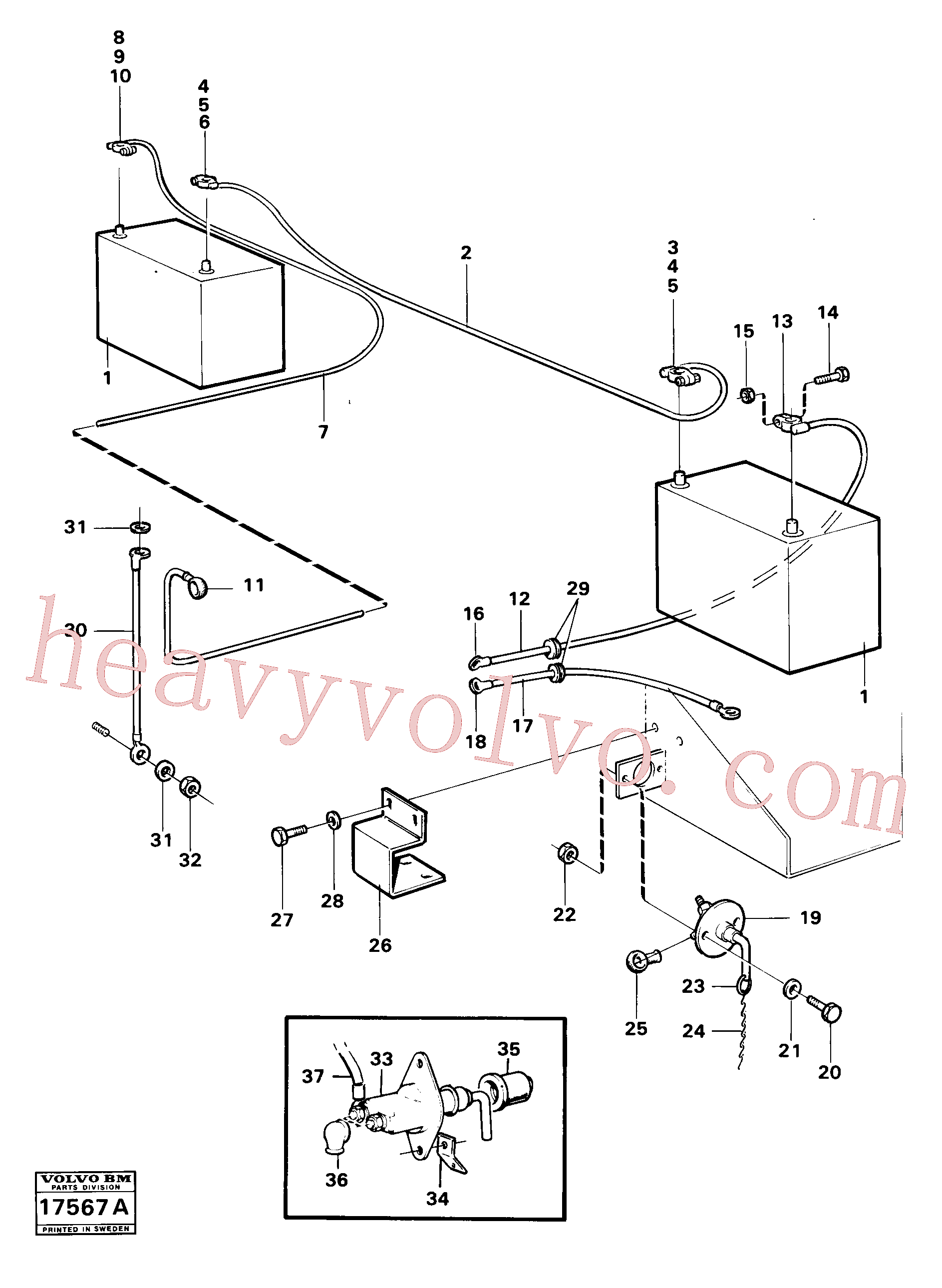 VOE13971065 for Volvo Battery with assembling details(17567A assembly)