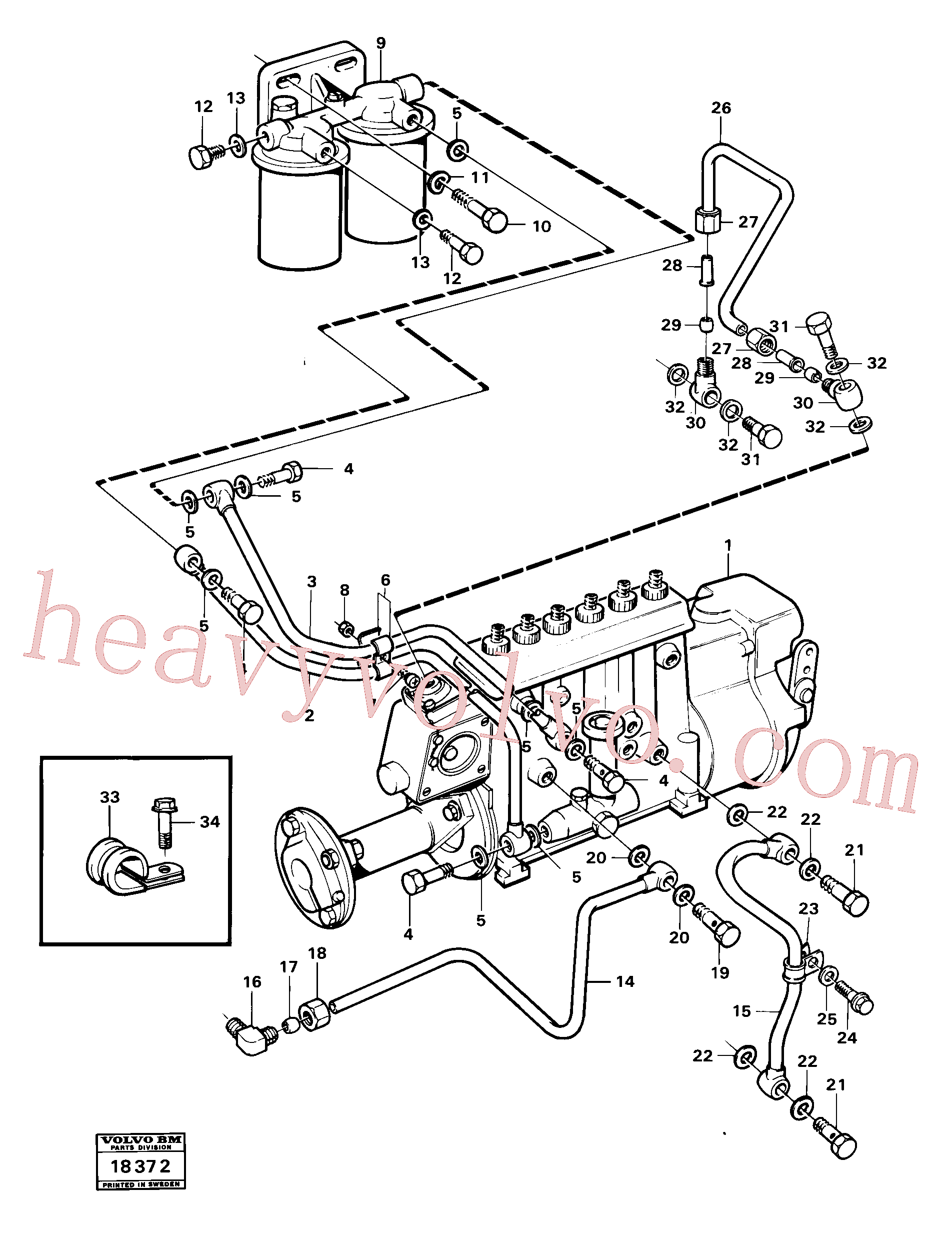 VOE13944926 for Volvo Fuel pipes,fuelinjec.pumpfuel filter, Fuel pipes,fuelinjec.pumpfuel filter Td 71 Ga(18372 assembly)