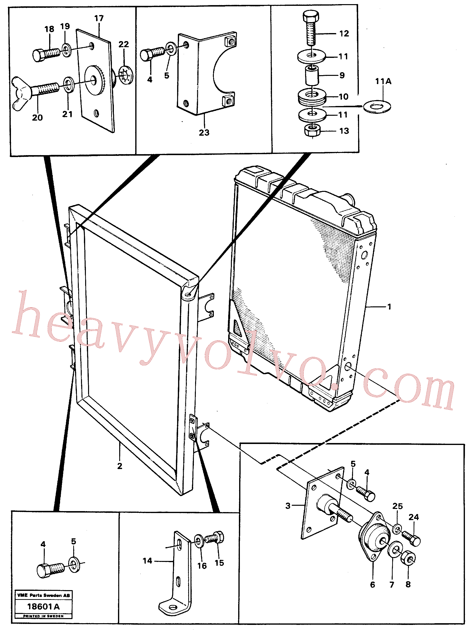 VOE6643762 for Volvo Radiator with fitting parts(18601A assembly)