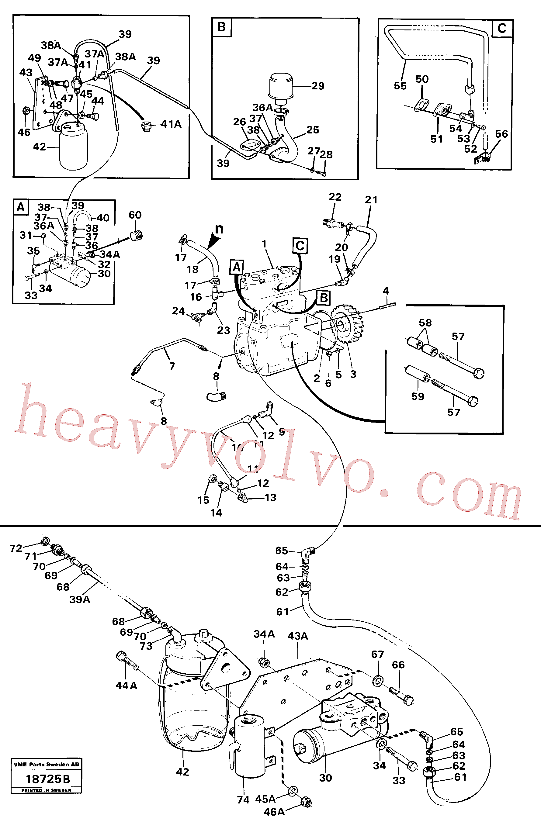 VOE954385 for Volvo Air-compressor with fitting parts(18725B assembly)