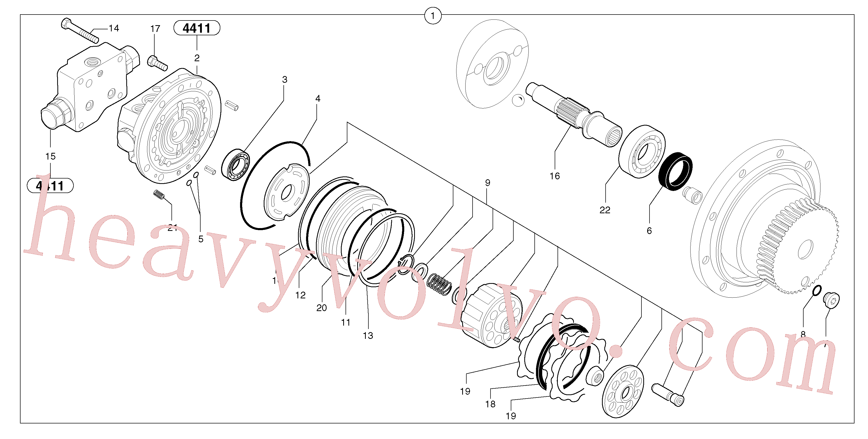 PJ7414596 for Volvo Travelling gear motor assy / with brake(4411BY4 assembly)