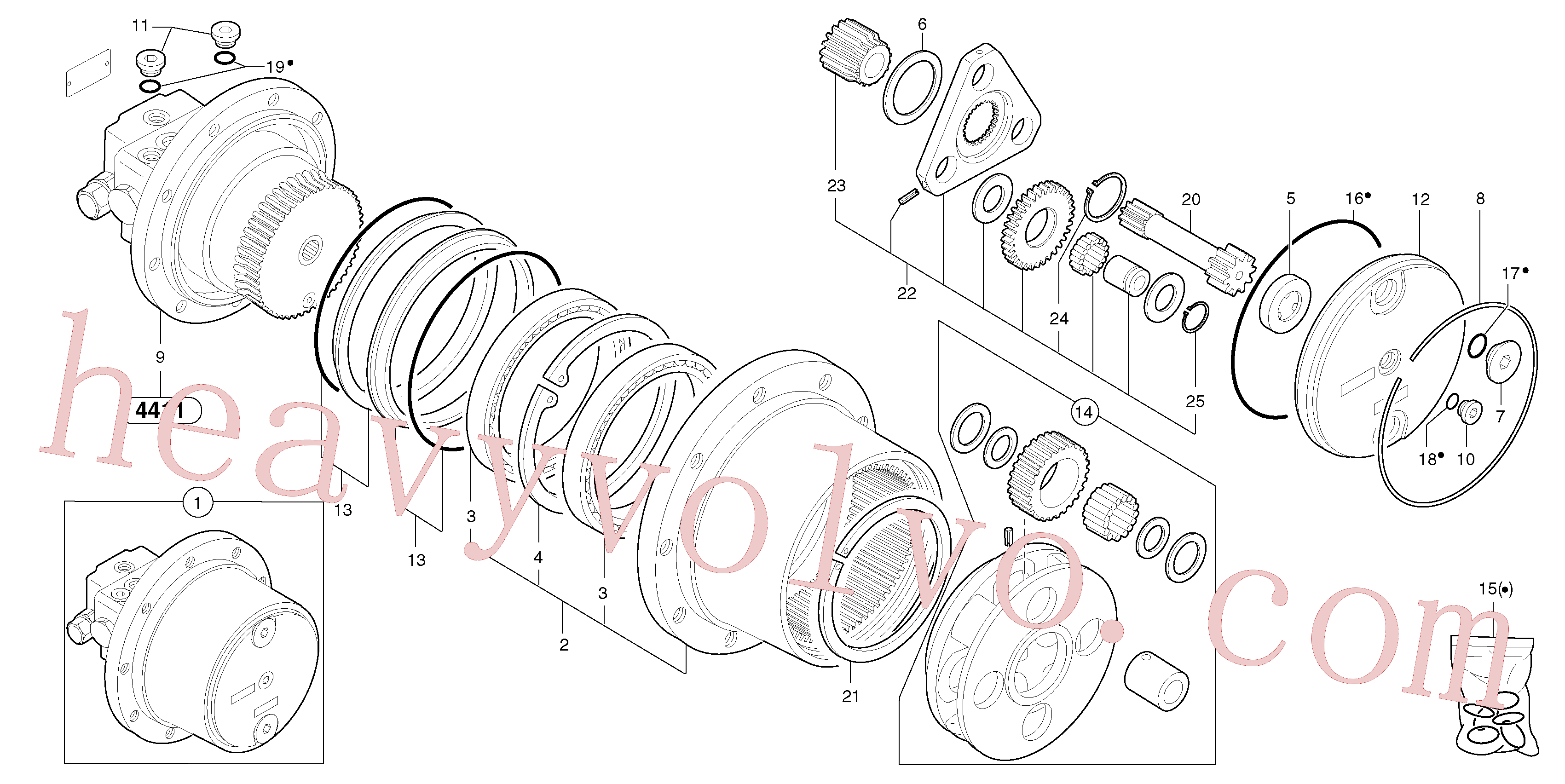 PJ7414633 for Volvo Hydraulic travelling motor(4411Y4 assembly)