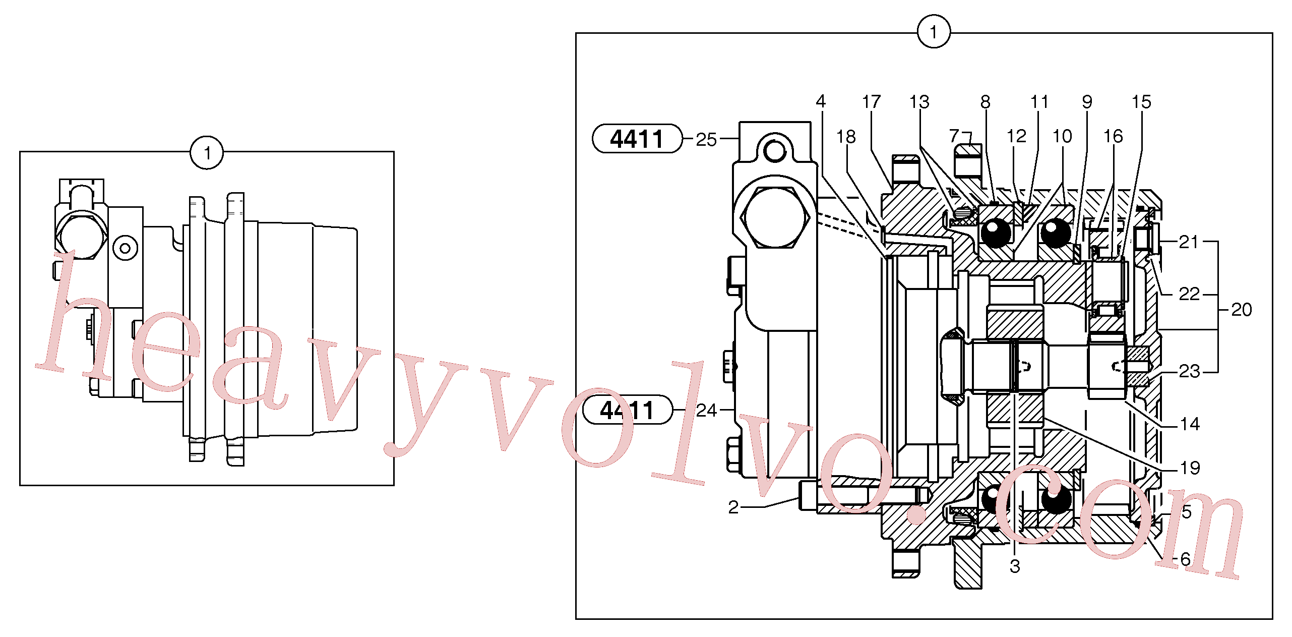 PJ7415946 for Volvo Travelling gear motor assy / without brake(4411Z3 assembly)