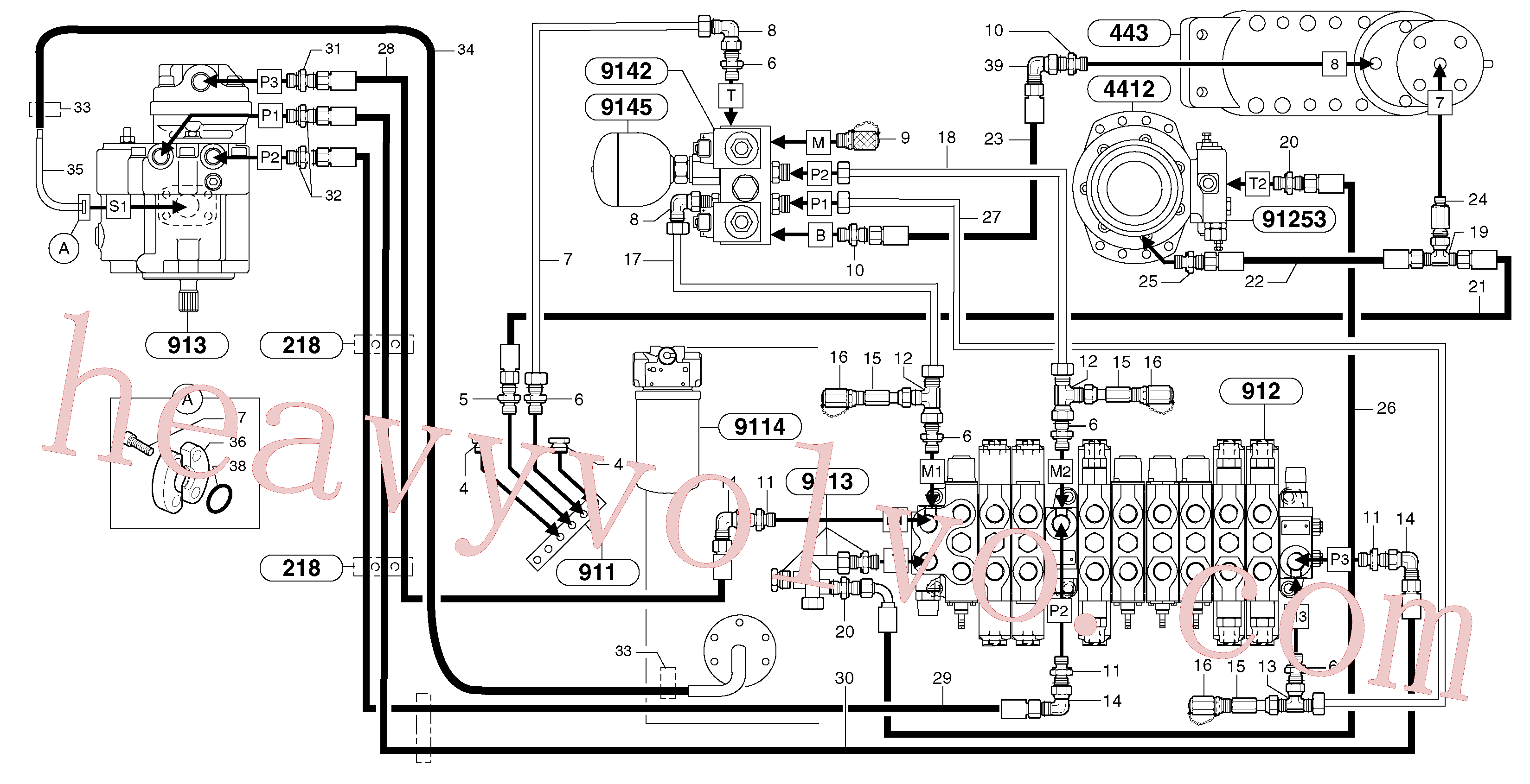 VOE935547 for Volvo Attachments supply and return circuit(9112Y1 assembly)