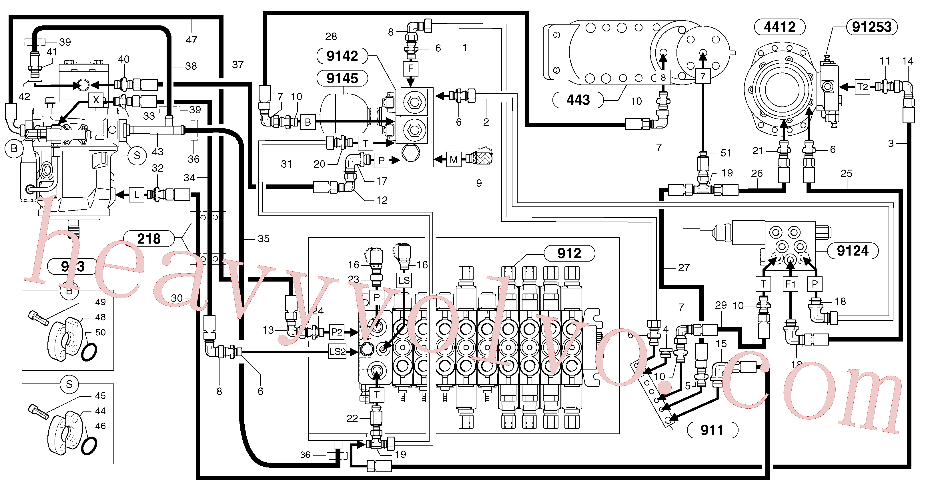 PJ4380241 for Volvo Hydraulic system: feed-and suction line(9112Y3 assembly)