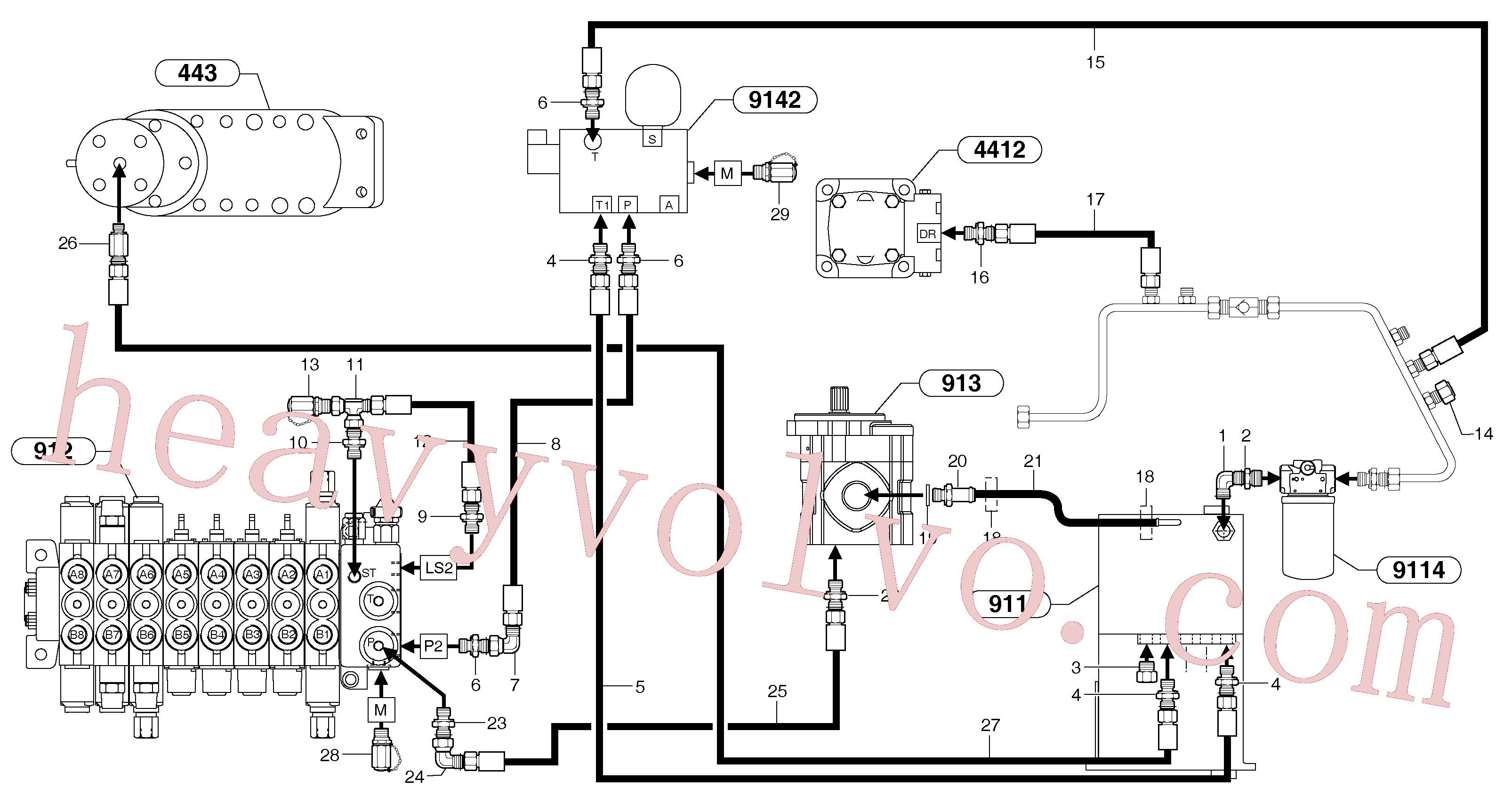 PJ4193040 for Volvo Attachments supply and return circuit(9112Z1 assembly)