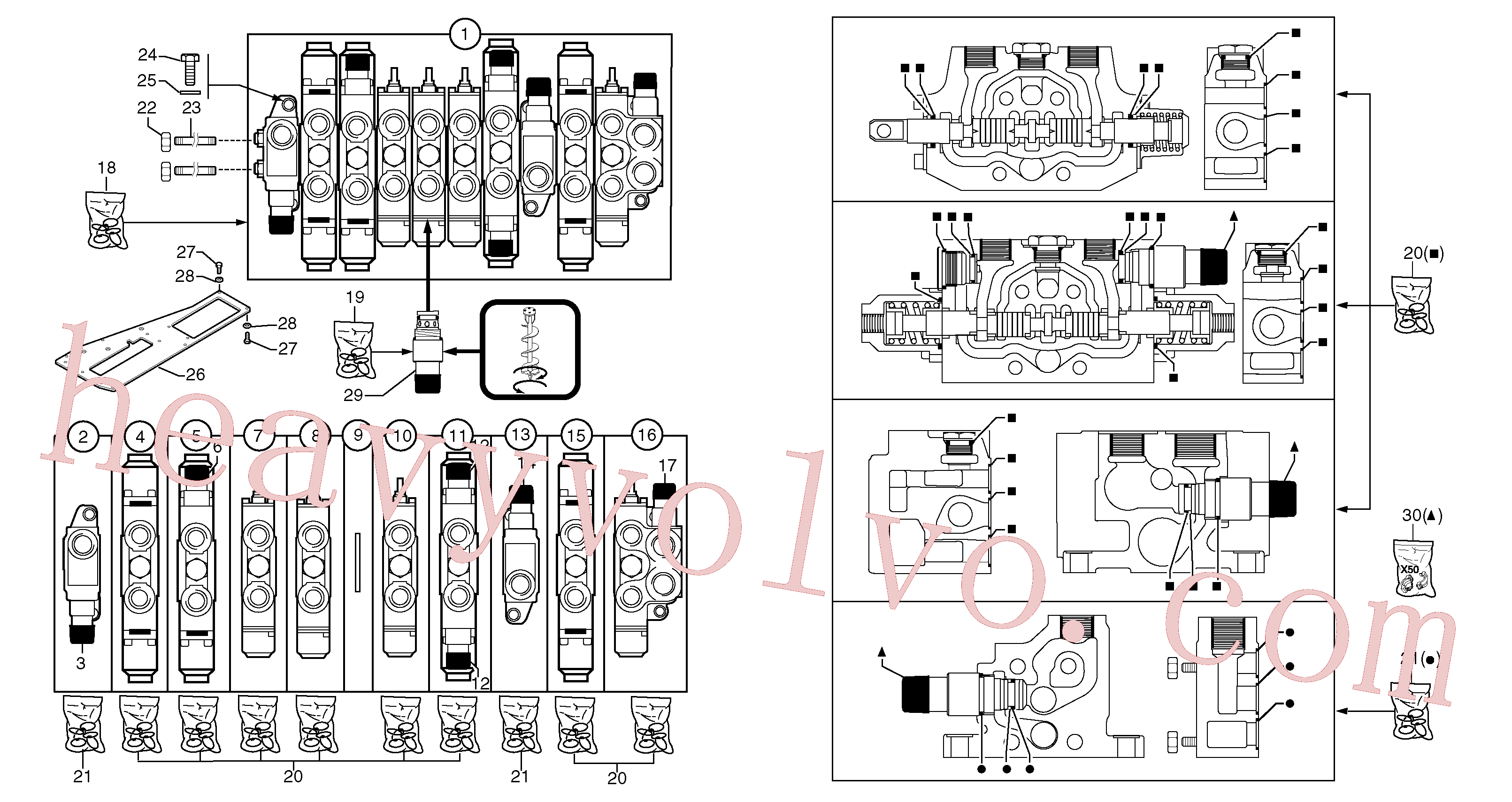 PJ7411215 for Volvo Control valve : 8 spools(912X1 assembly)