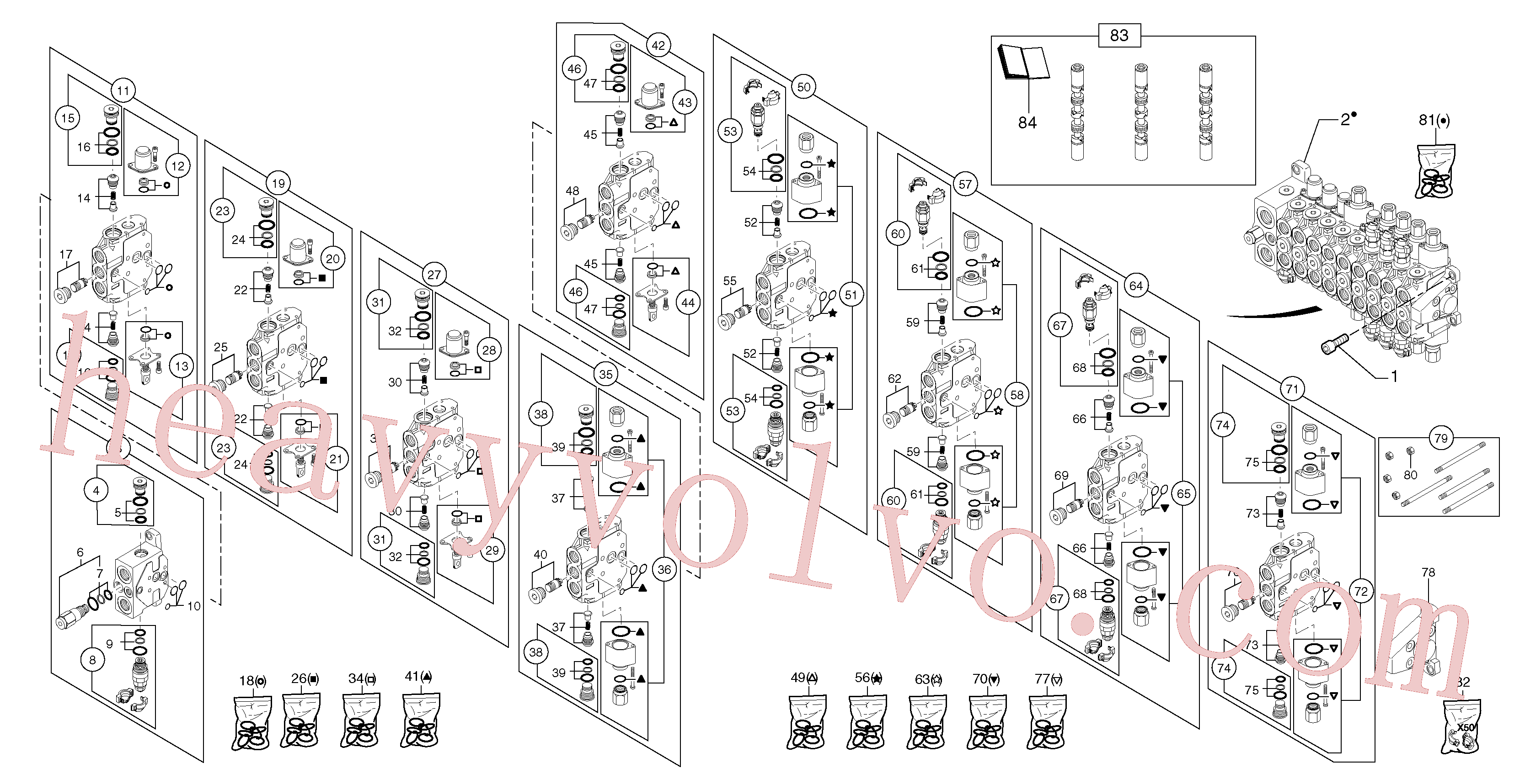 VOE11988341 for Volvo Control valve : 9 spools(912Y3 assembly)