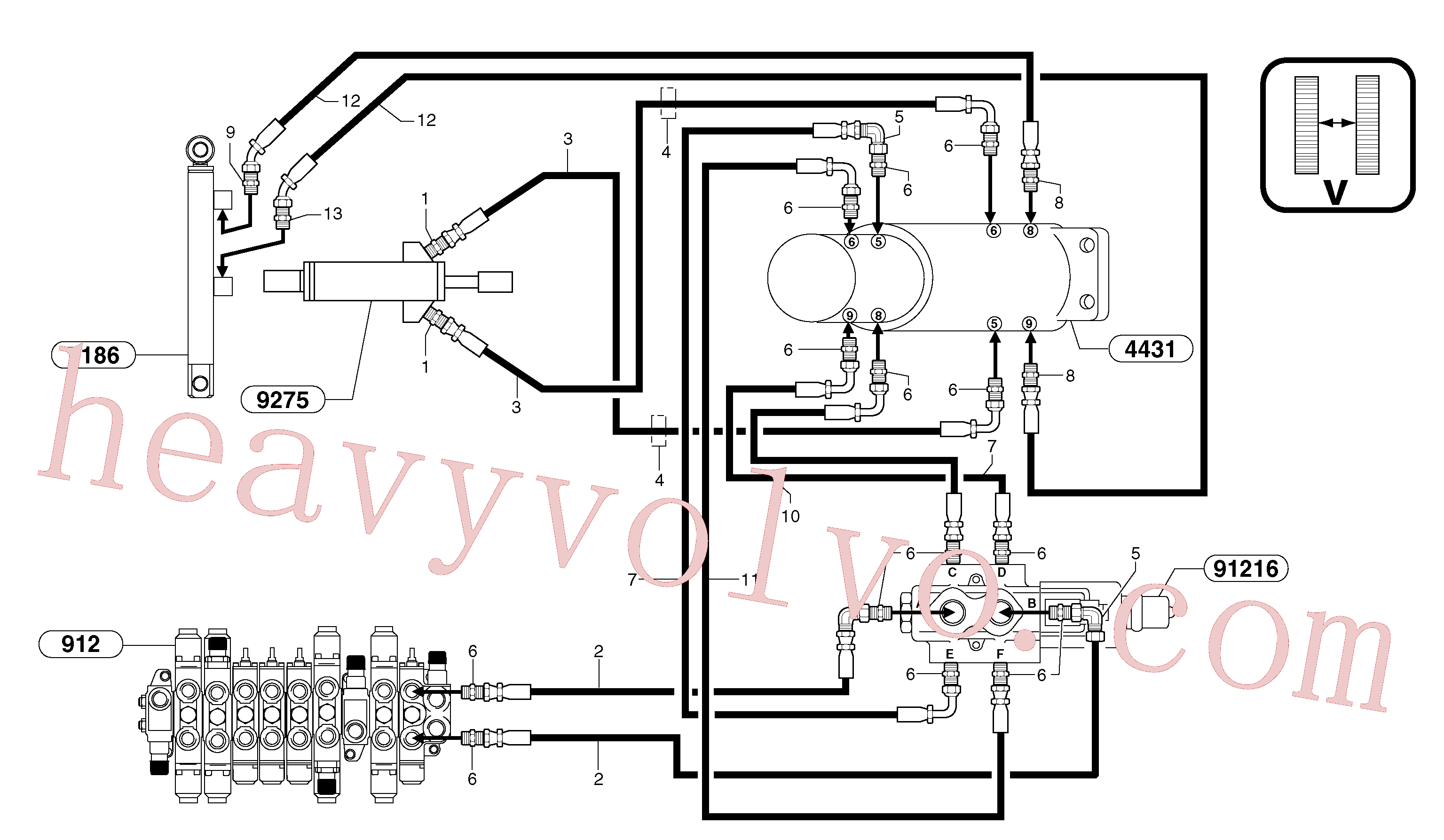 VOE11805967 for Volvo Hydr. circuit. ( dozer blade ) variable track(91642AX2 assembly)