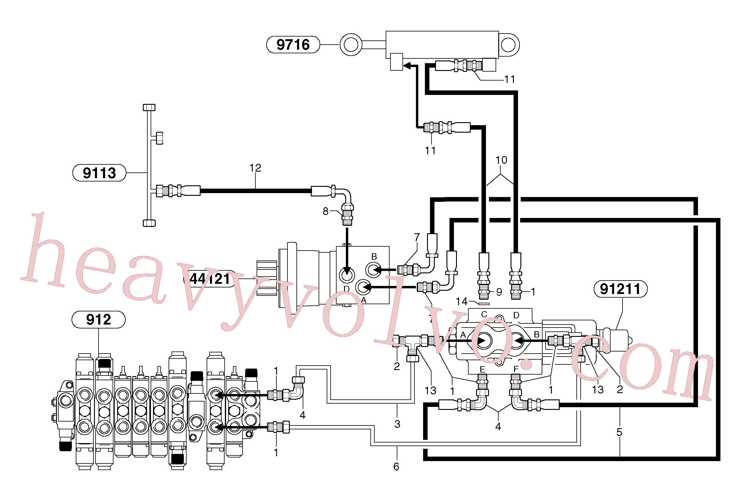 PJ4740021 for Volvo Hydr. circuit. ( boom slewing / offset )(91643X1 assembly)