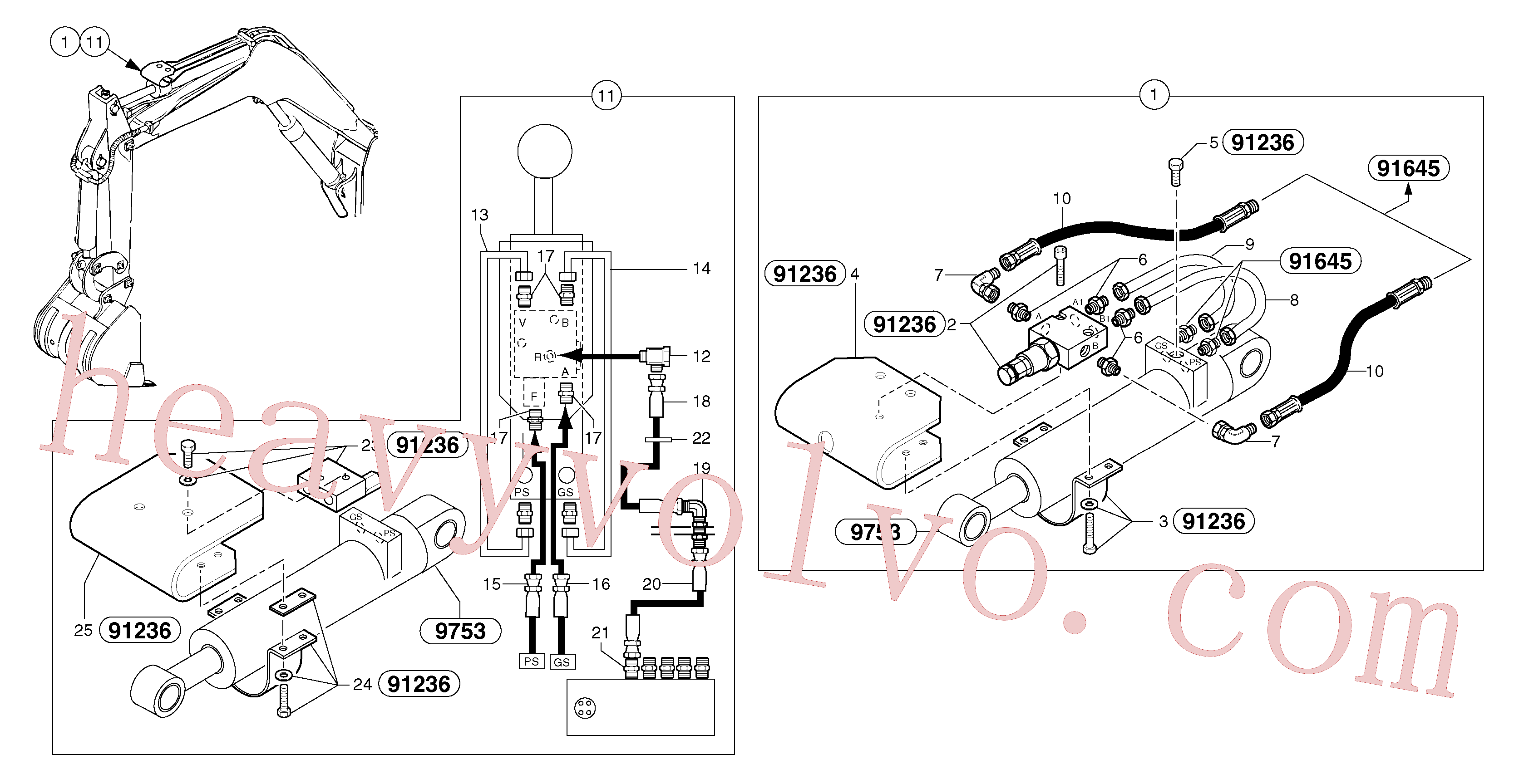 PJ4193122 for Volvo Hydraulic circuit ( safety valve / dipper arm )(91649X1 assembly)