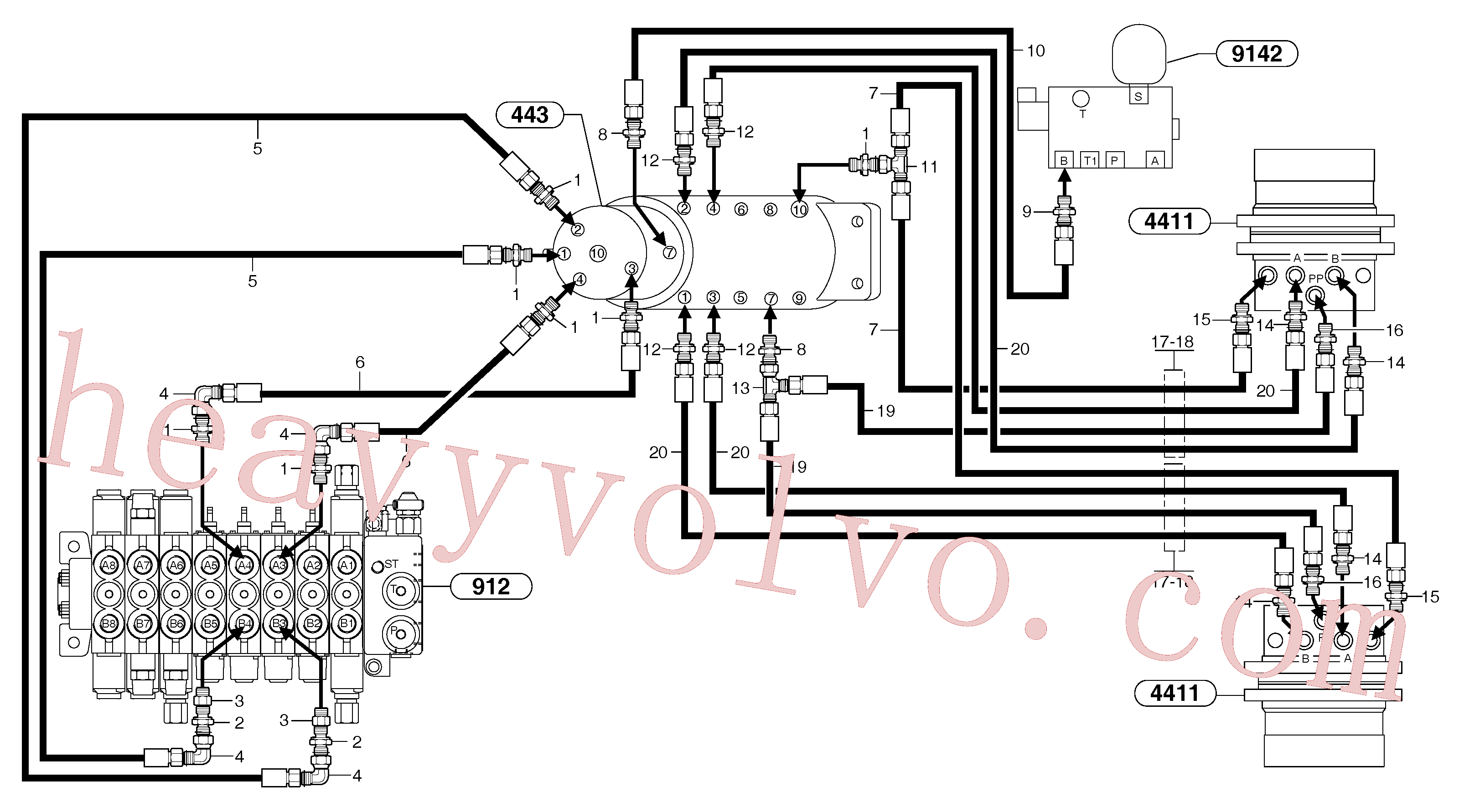 VOE11800905 for Volvo Hydr. circuit. ( travelling ) variable track(9164BZ1 assembly)