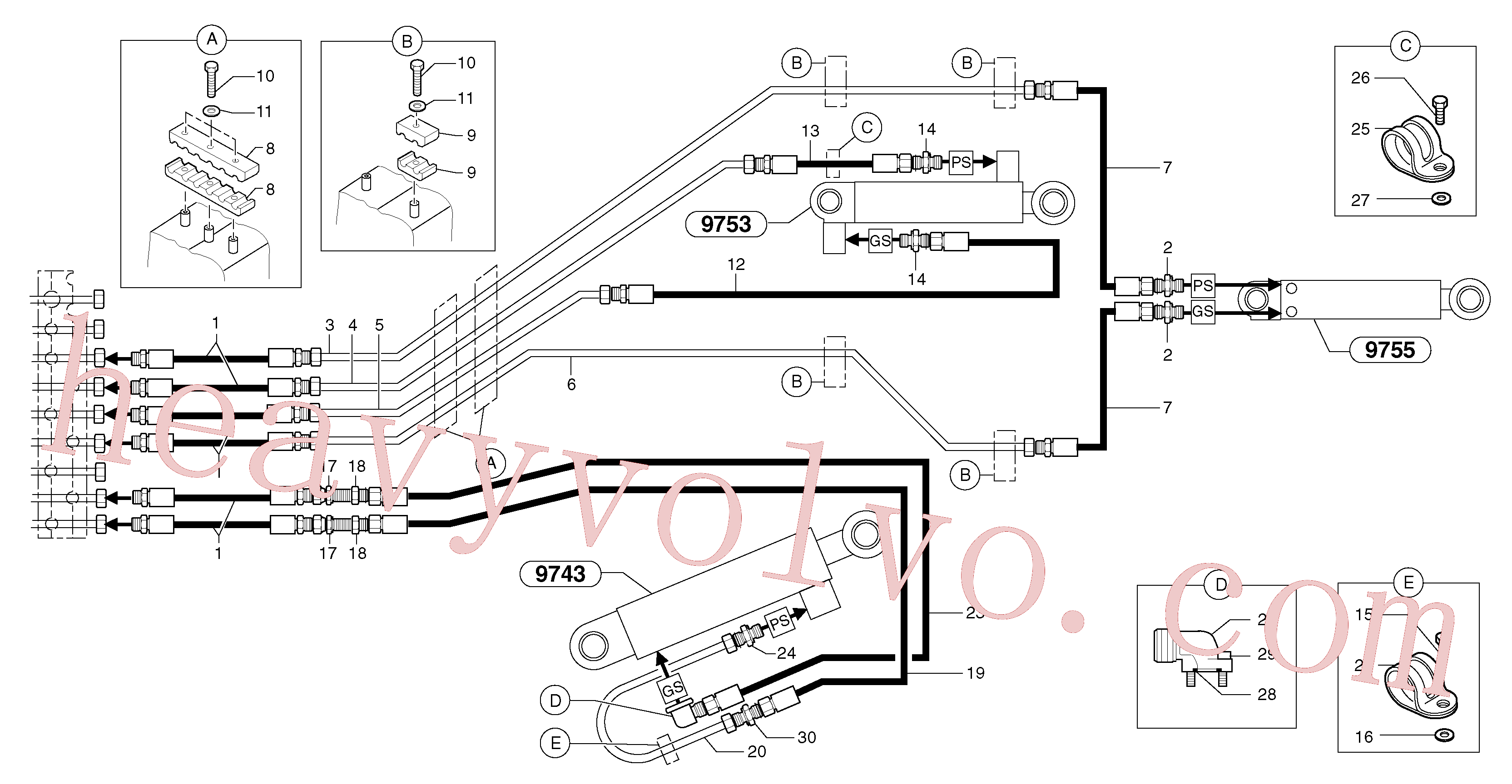 VOE11806256 for Volvo Hydr. circuit.( boom / dipper arm / bucket )(9164HY1 assembly)