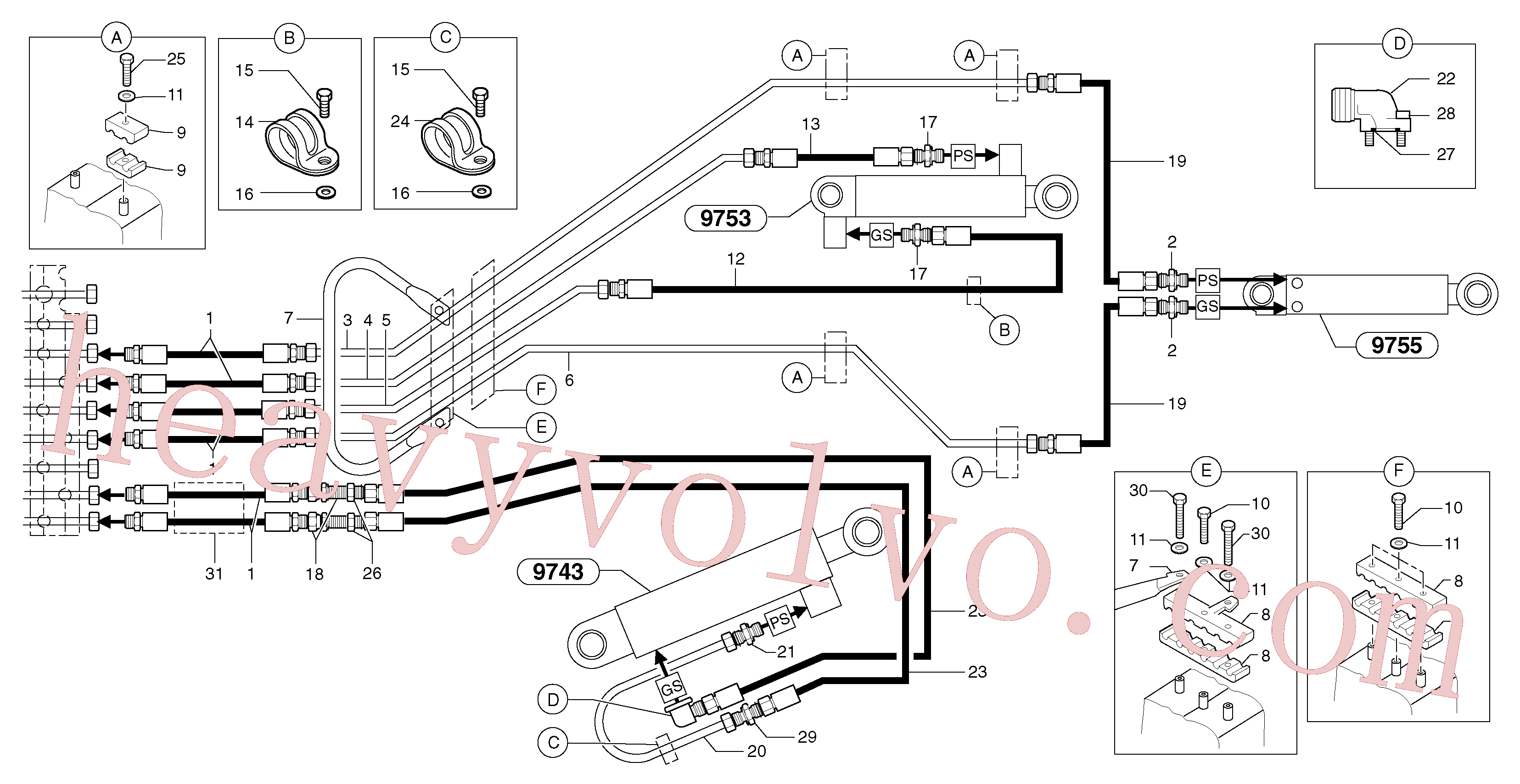 VOE11805531 for Volvo Hydr. circuit.( boom / dipper arm / bucket )(9164HY3 assembly)