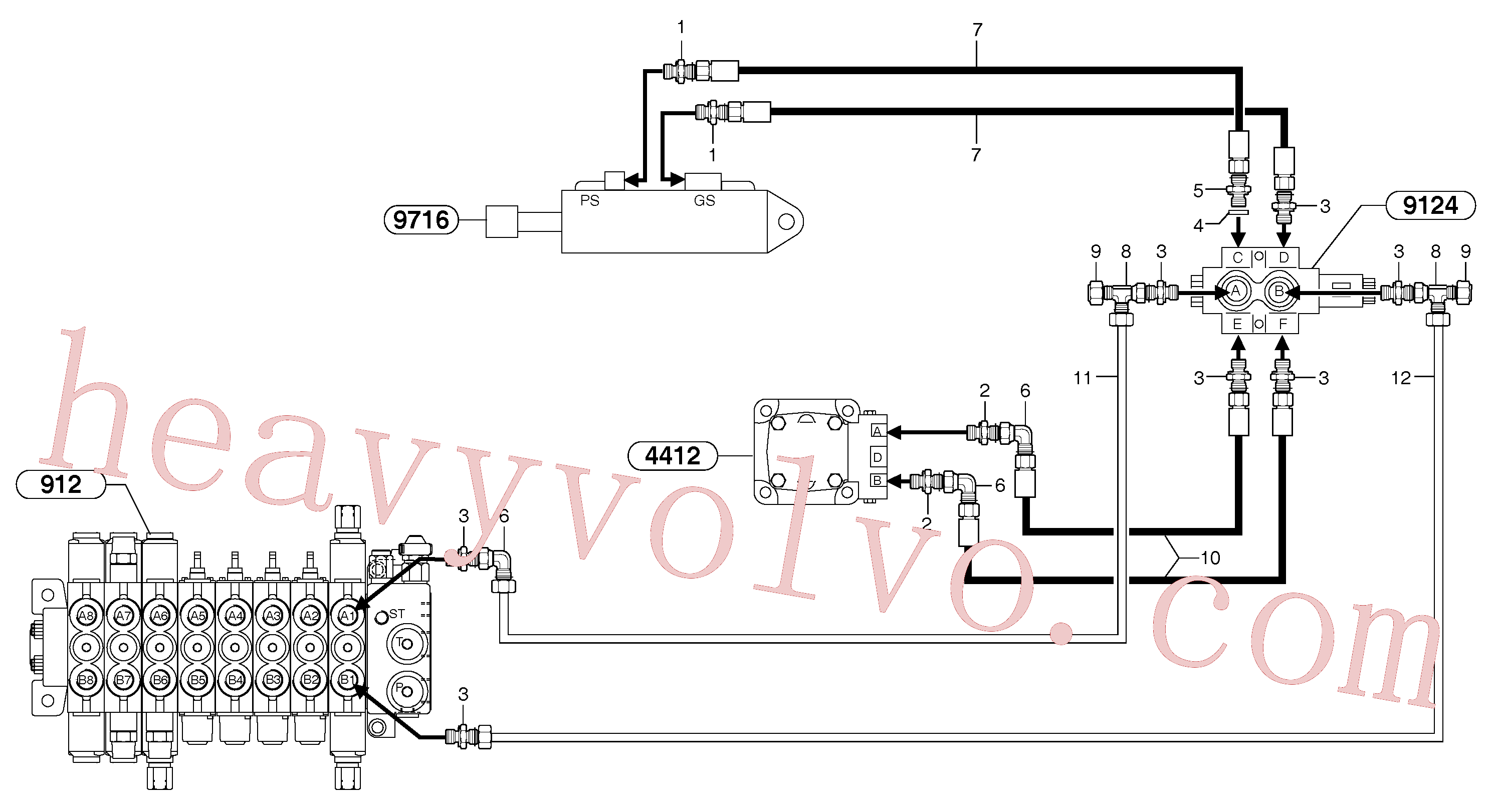 PJ4740021 for Volvo Hydr. circuit. ( boom slewing / offset )(9164HZ1 assembly)