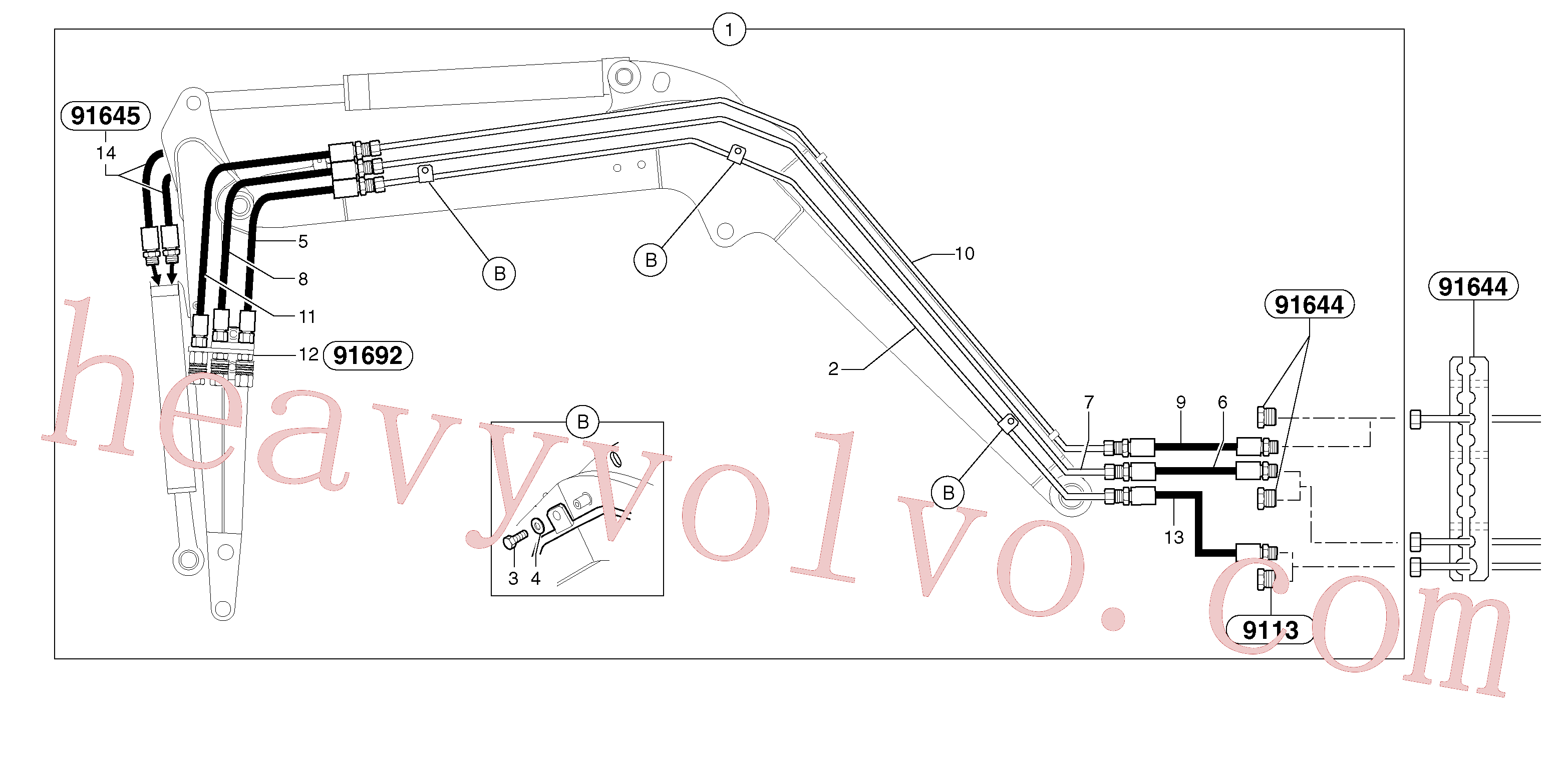 PJ5910619 for Volvo Hydraulic circuit ( double-acting )(91655X1 assembly)