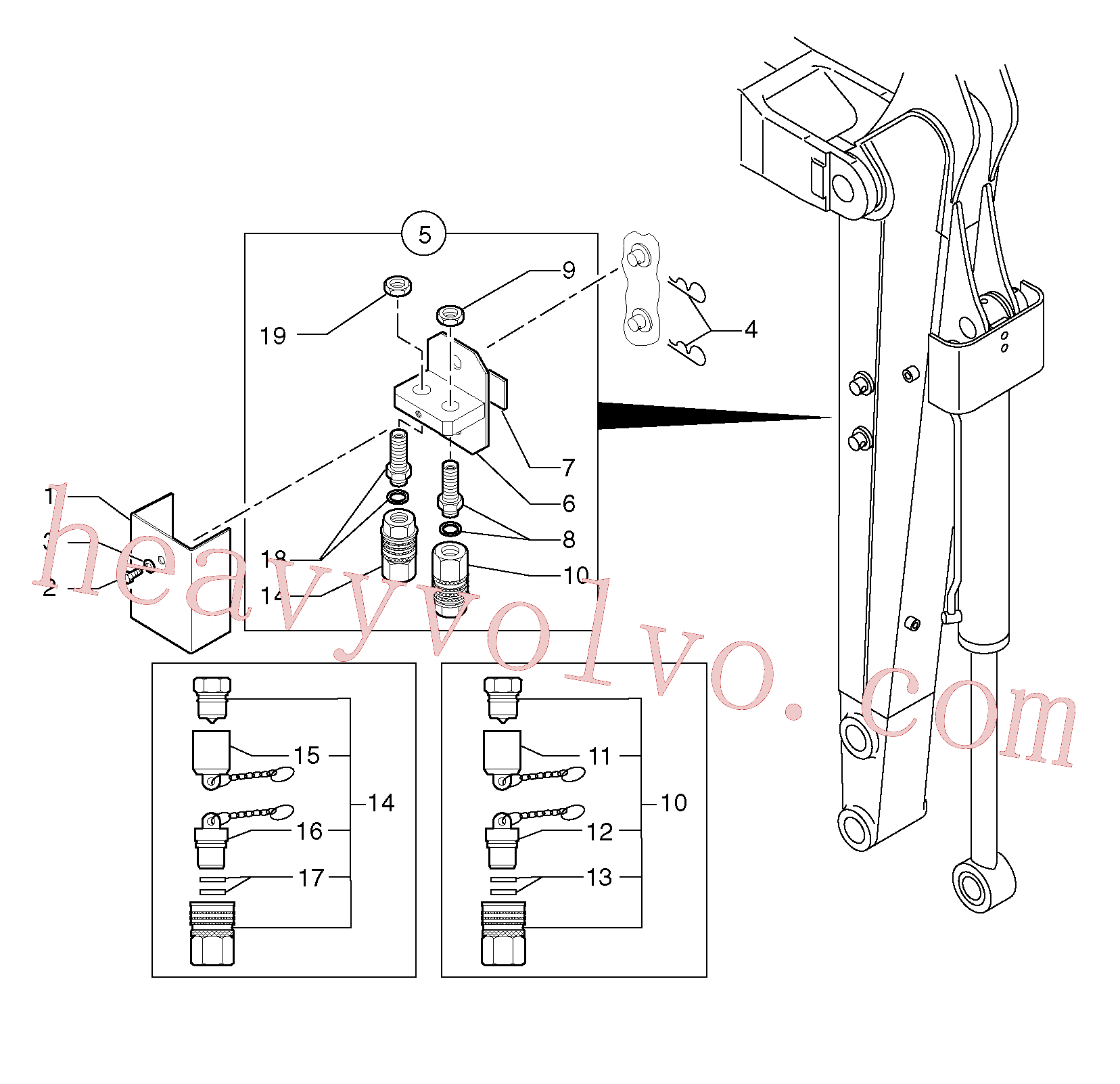 PJ4600005 for Volvo Kit coupler ( double acting )(9165GY1 assembly)