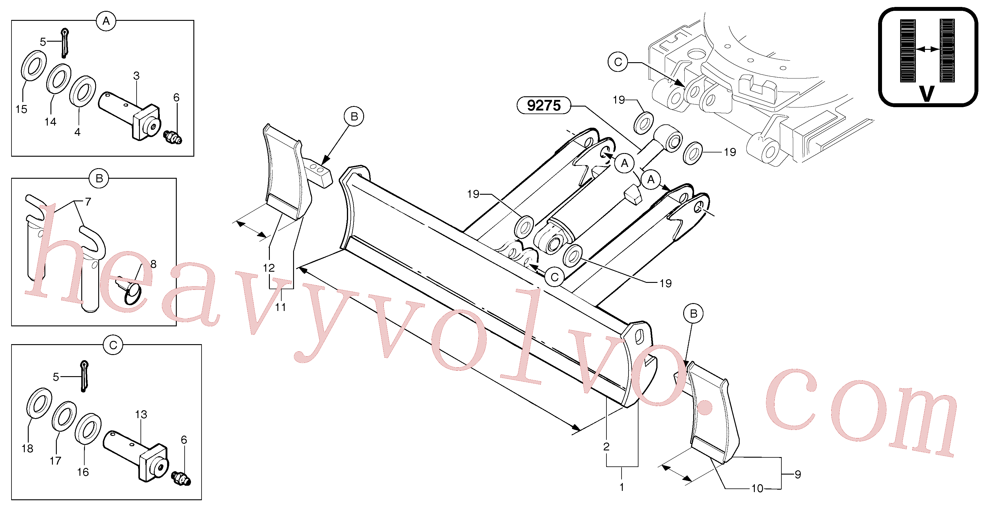 PJ4090023 for Volvo dozer blade / variable track(9271VZ2 assembly)