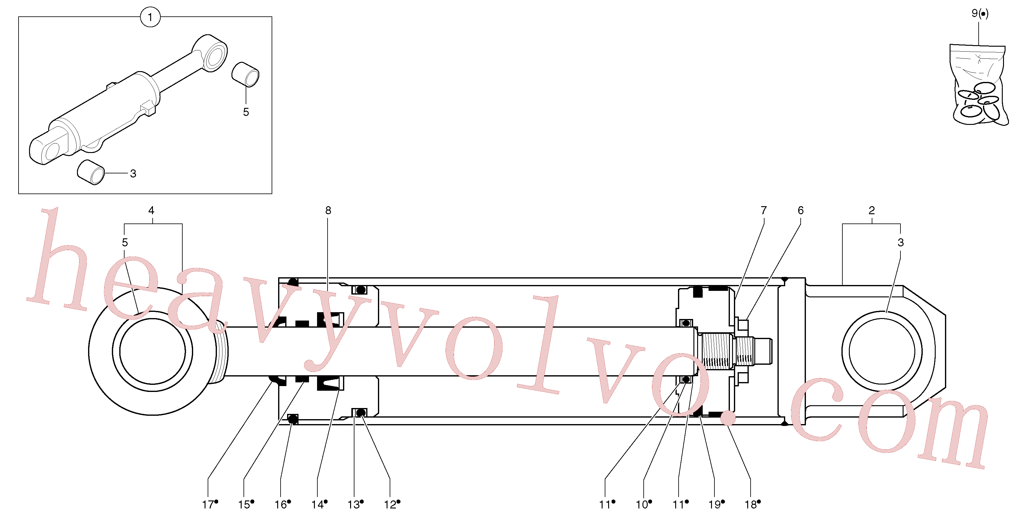 PJ6120053 for Volvo Dozer blade cylinder(9275Y1 assembly)