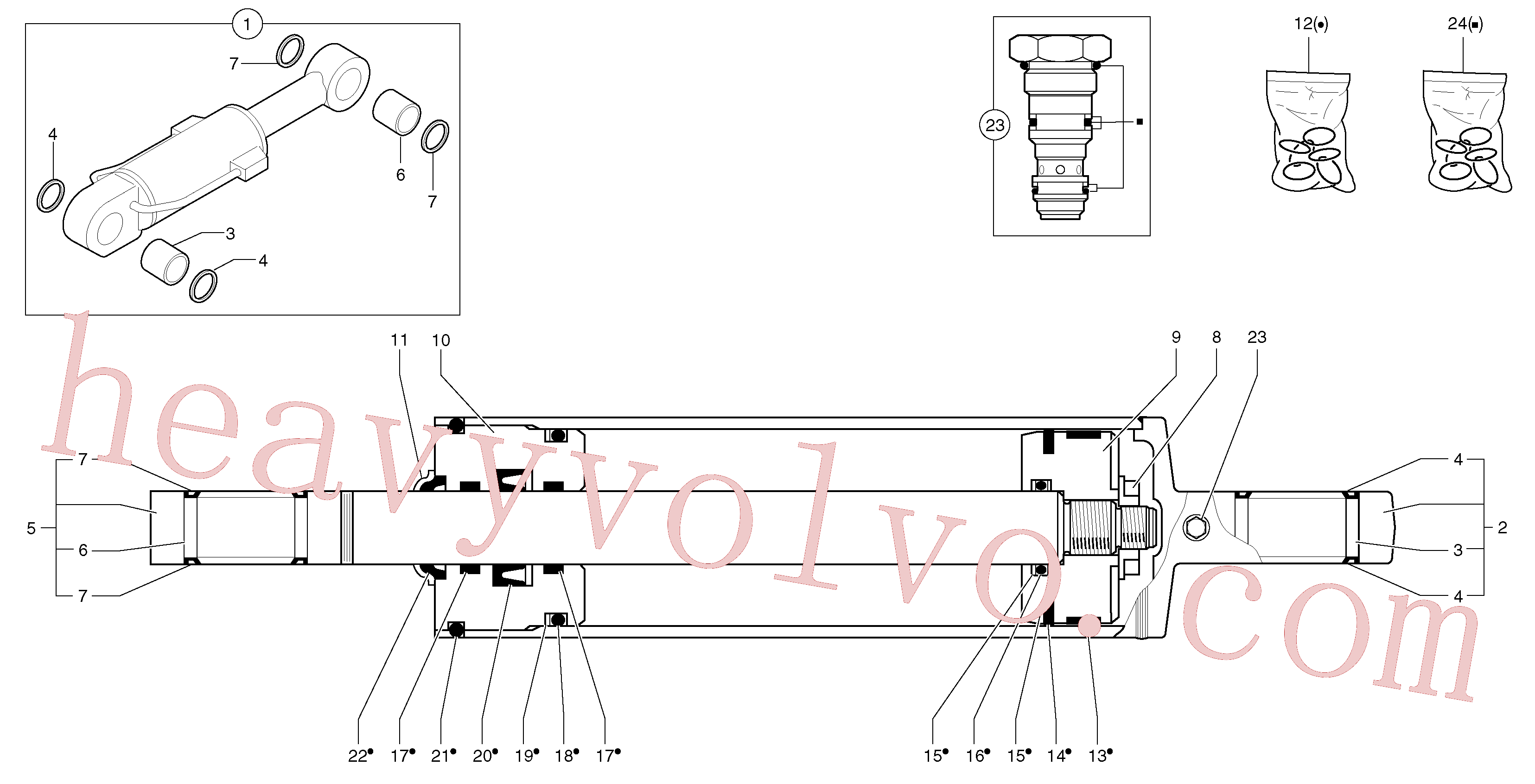 PJ4040183 for Volvo Dozer blade cylinder(9275Y4 assembly)