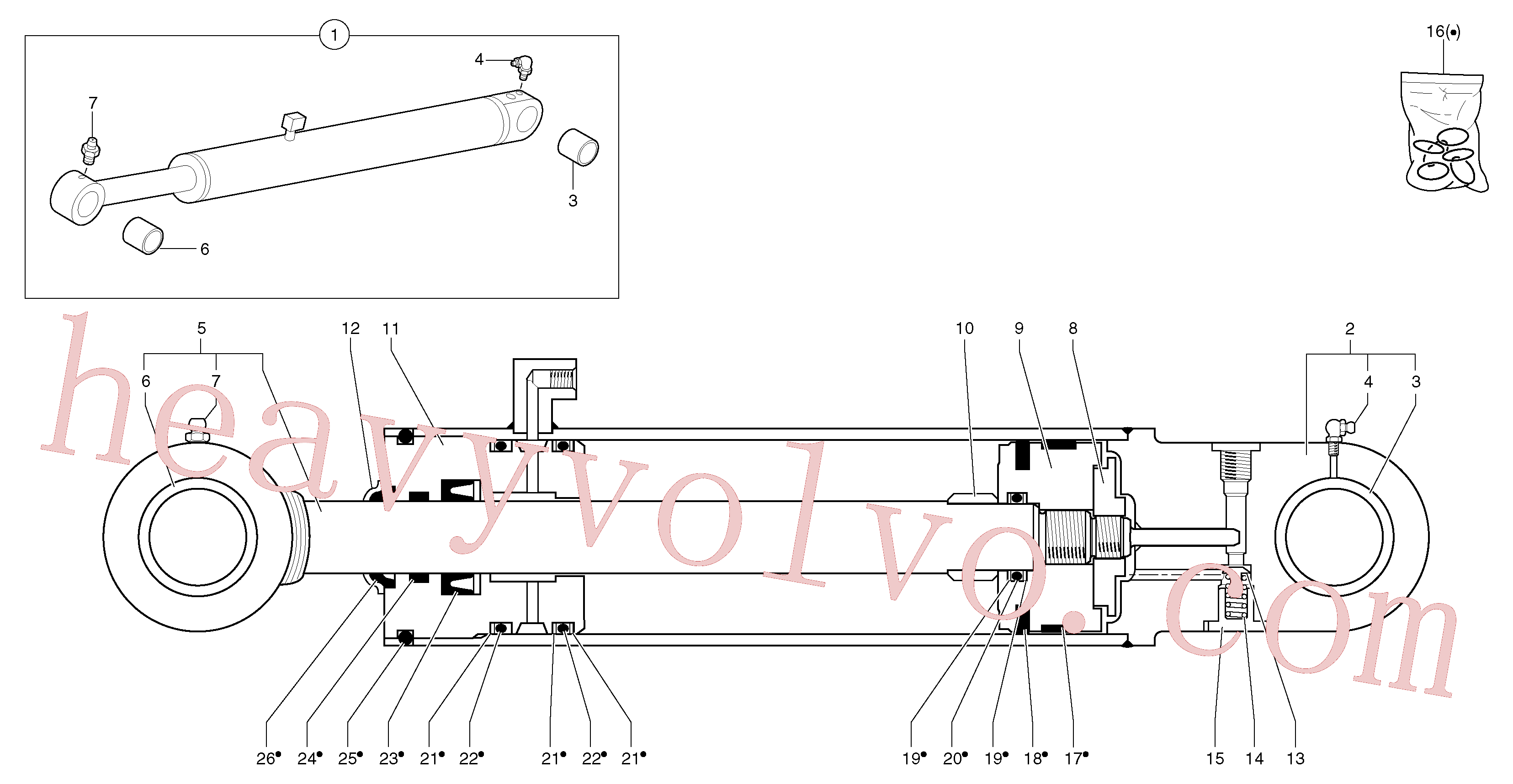 PJ6130030 for Volvo Boom offset cylinder(9716Y3 assembly)