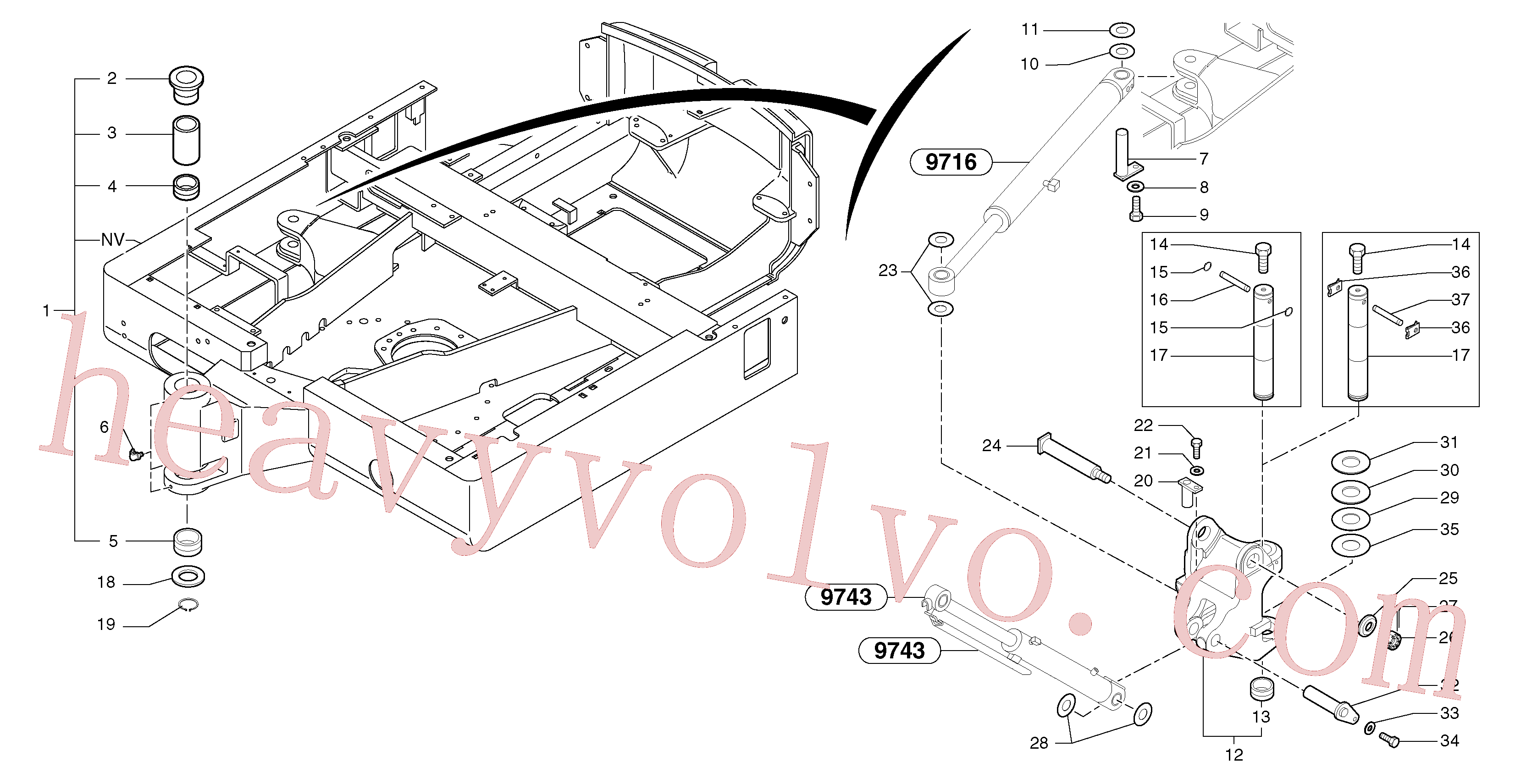 PJ3730069 for Volvo Pivot pin(971Y1 assembly)