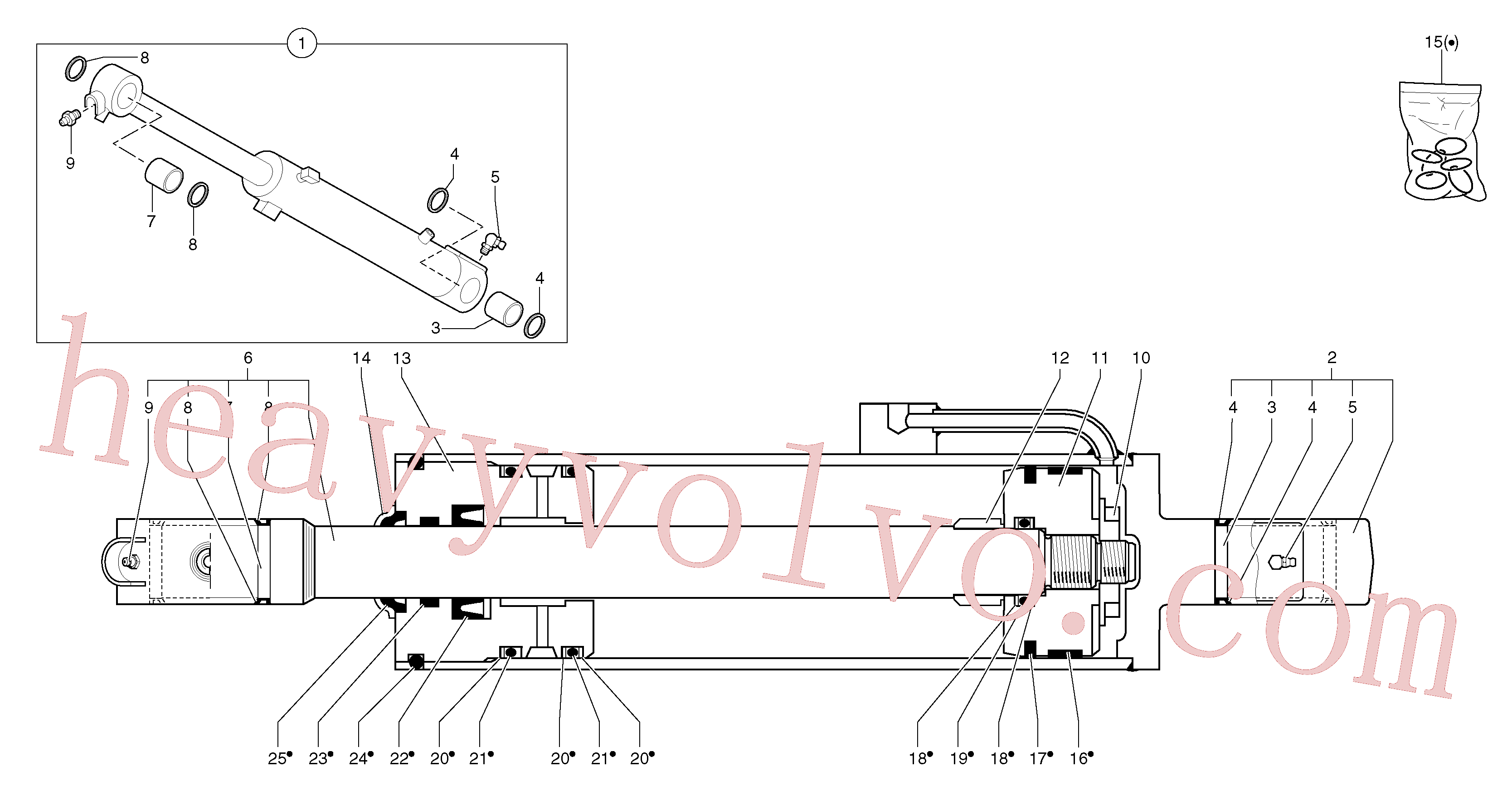 PJ6130030 for Volvo Boom cylinder(9743Y1 assembly)