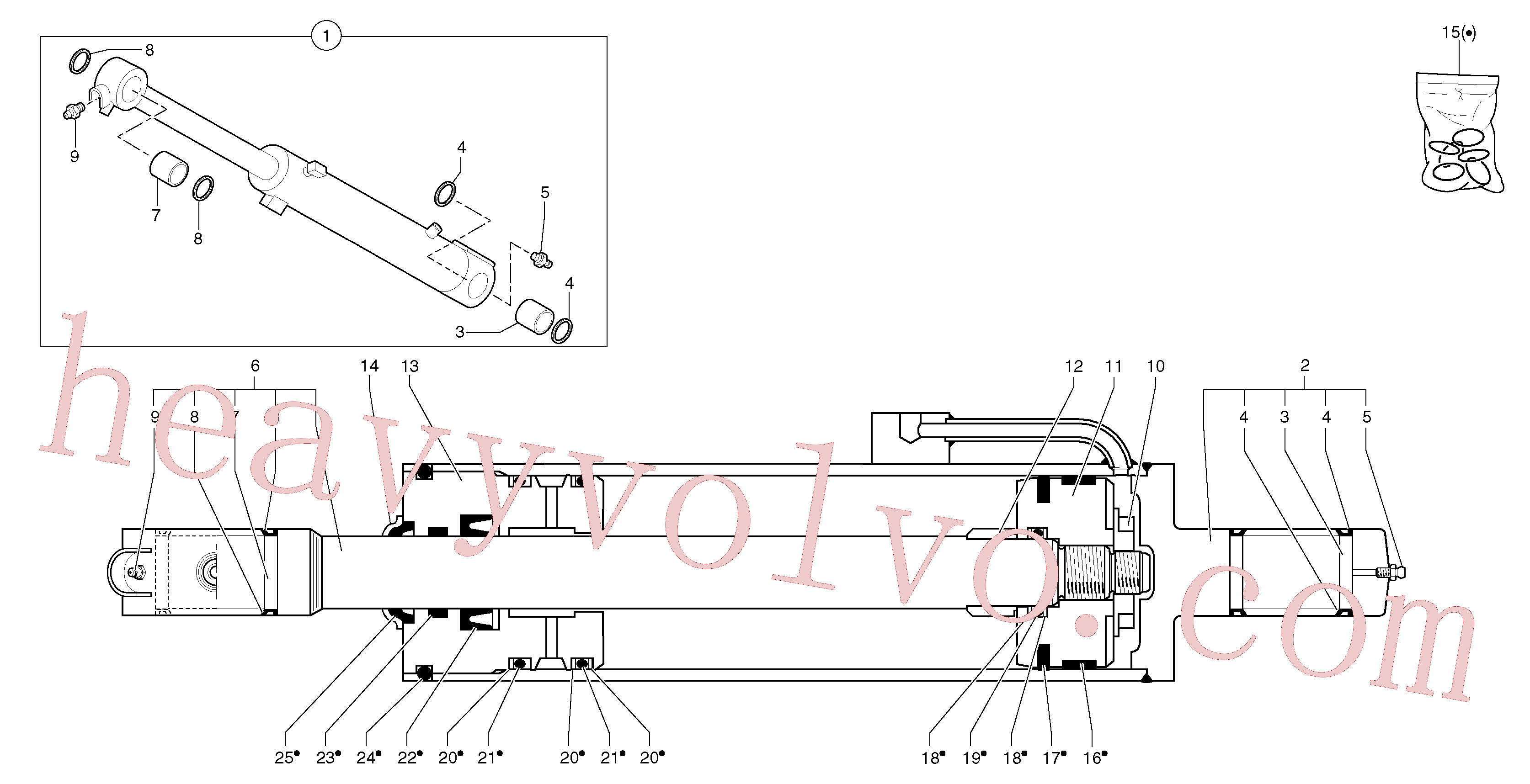 PJ5930287 for Volvo Boom cylinder(9743Y3 assembly)