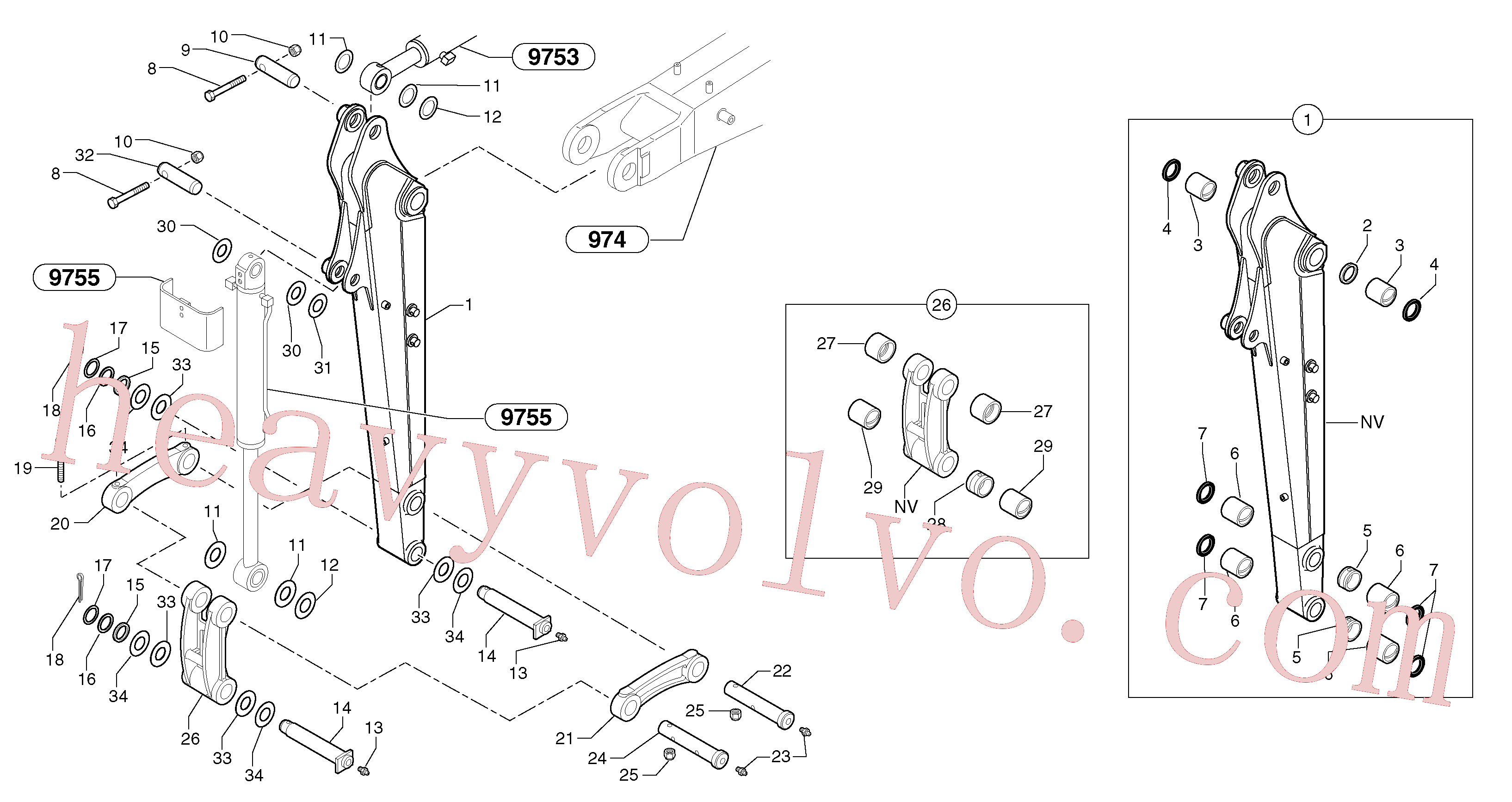 PJ4380061 for Volvo Dipper arm(975Y1 assembly)