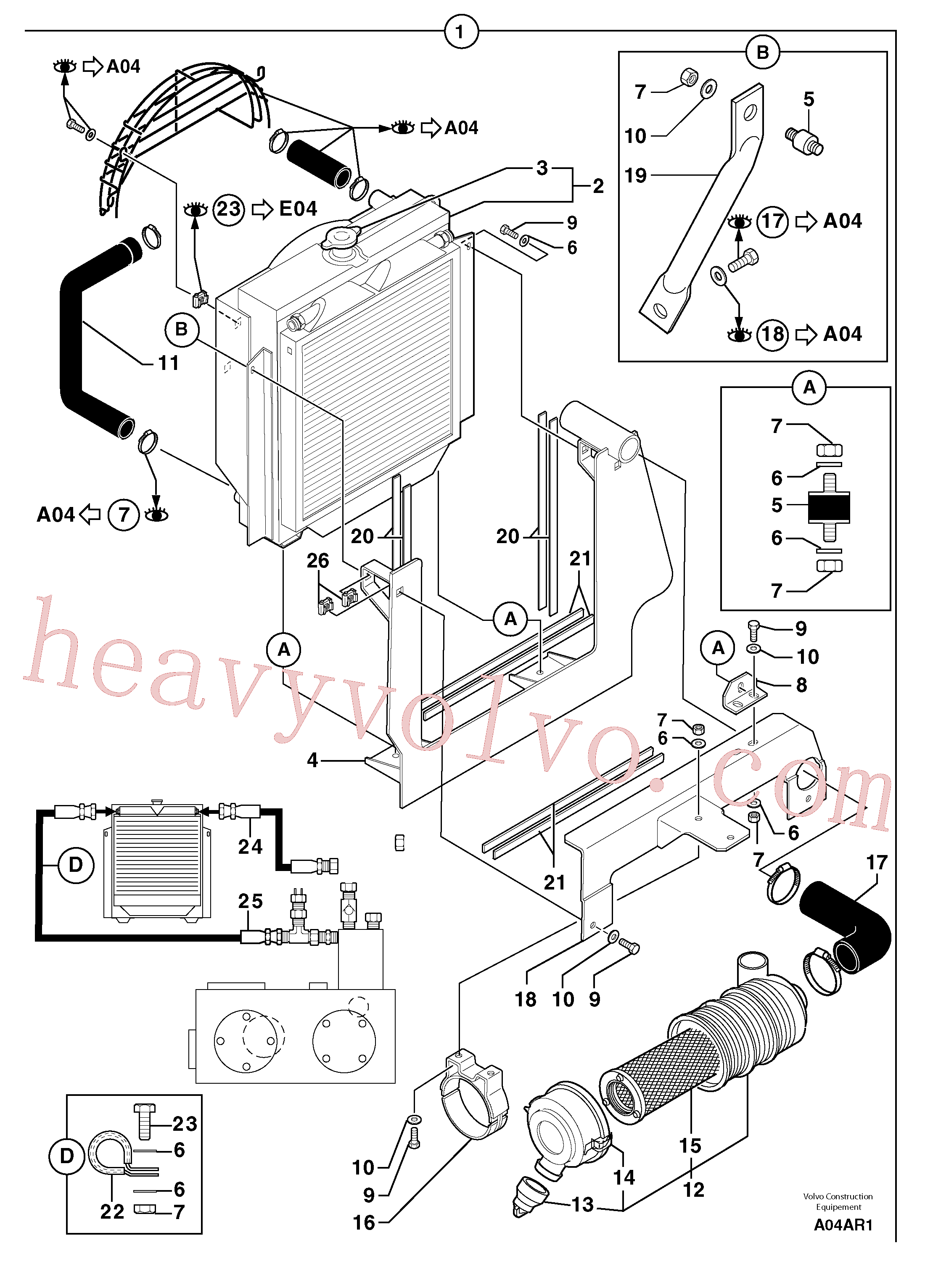 PJ7415186 for Volvo Radiator ( water ) / oil cooler ( kit )(A04AR1 assembly)