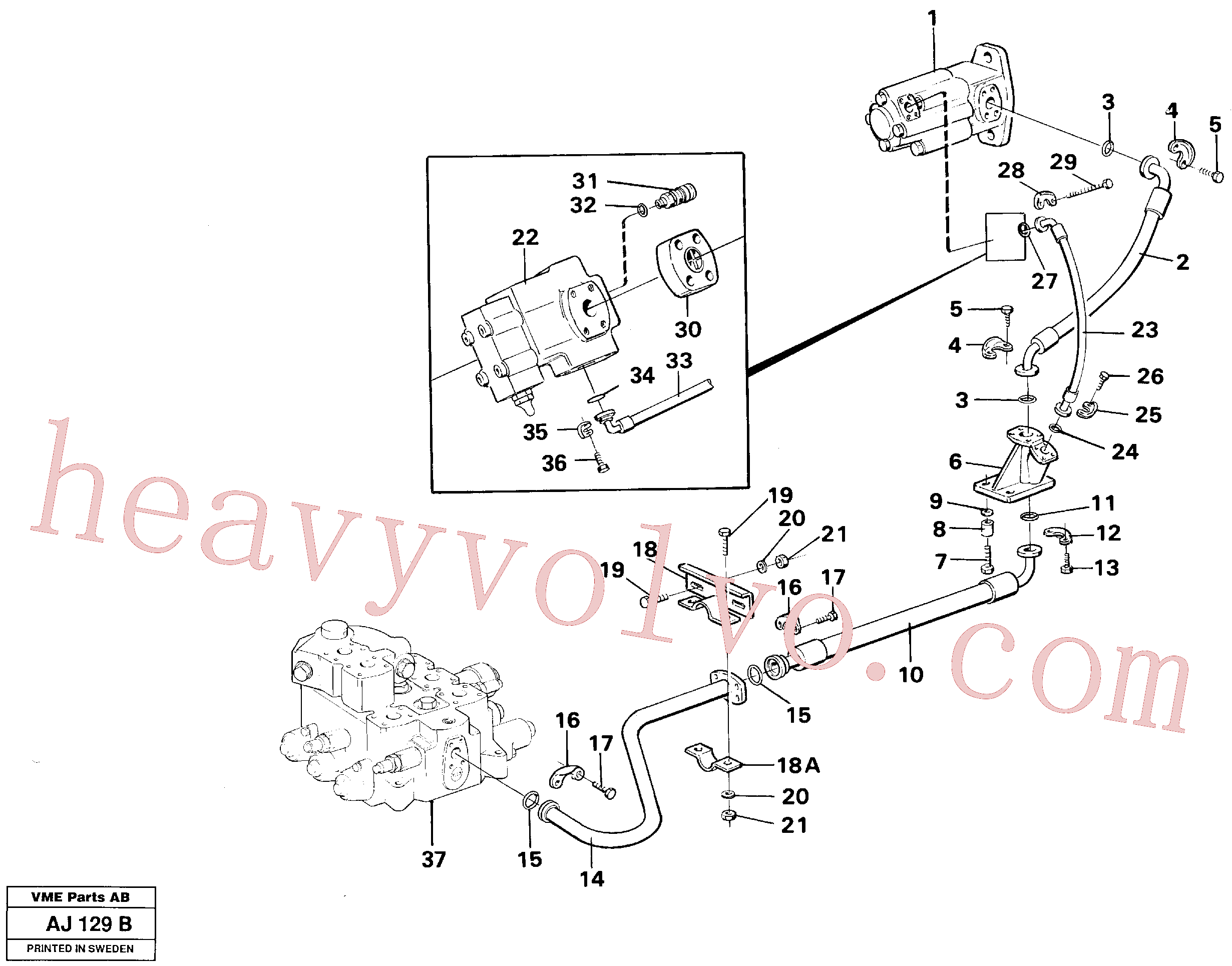 VOE959299 for Volvo Hydraulic system: Feed line(AJ129B assembly)