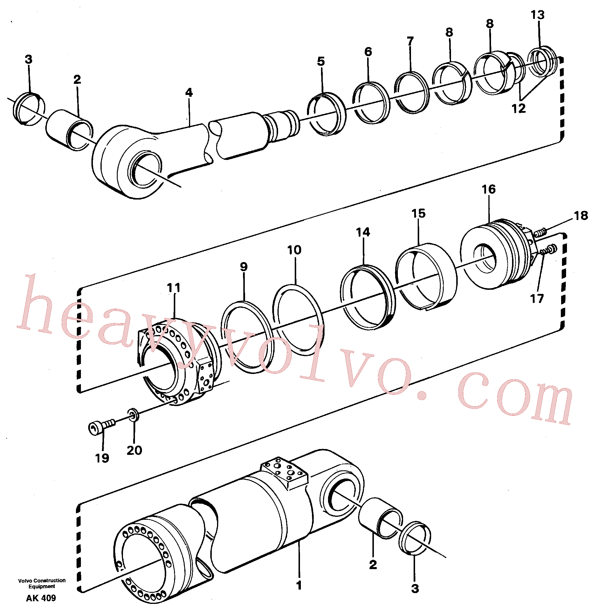 VOE11005105 for Volvo Hydraulic cylinder, tilt(AK409 assembly)