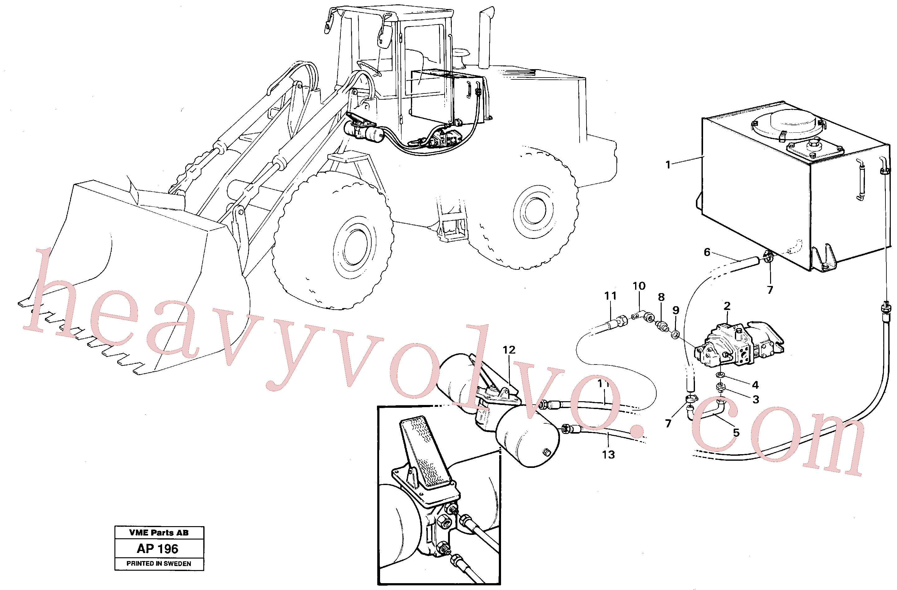 VOE14013069 for Volvo Brake hoses Tank - pump - footbrake valve(AP196 assembly)