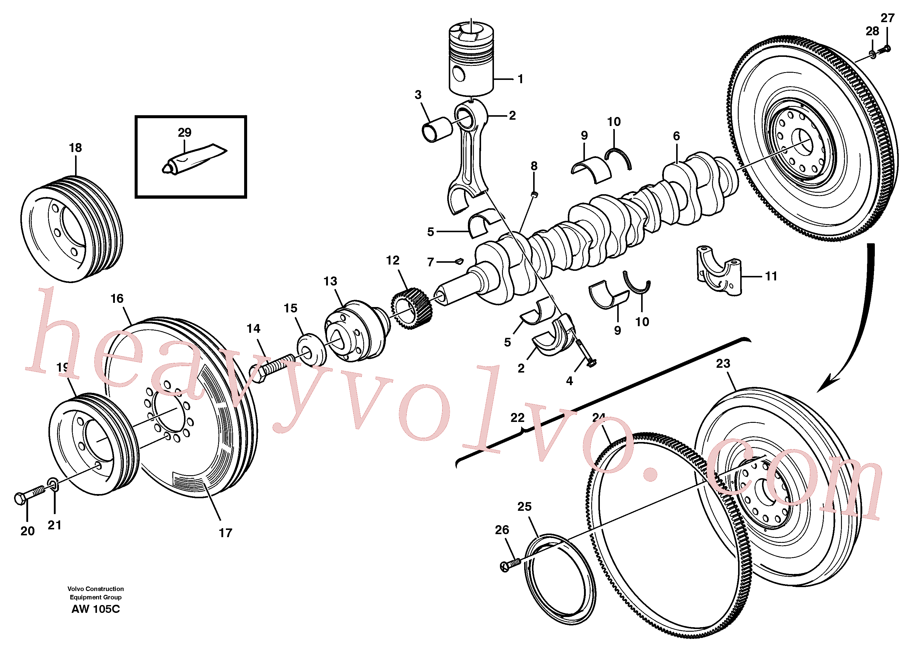 VOE955550 for Volvo Crankshaft and related parts(AW105C assembly)