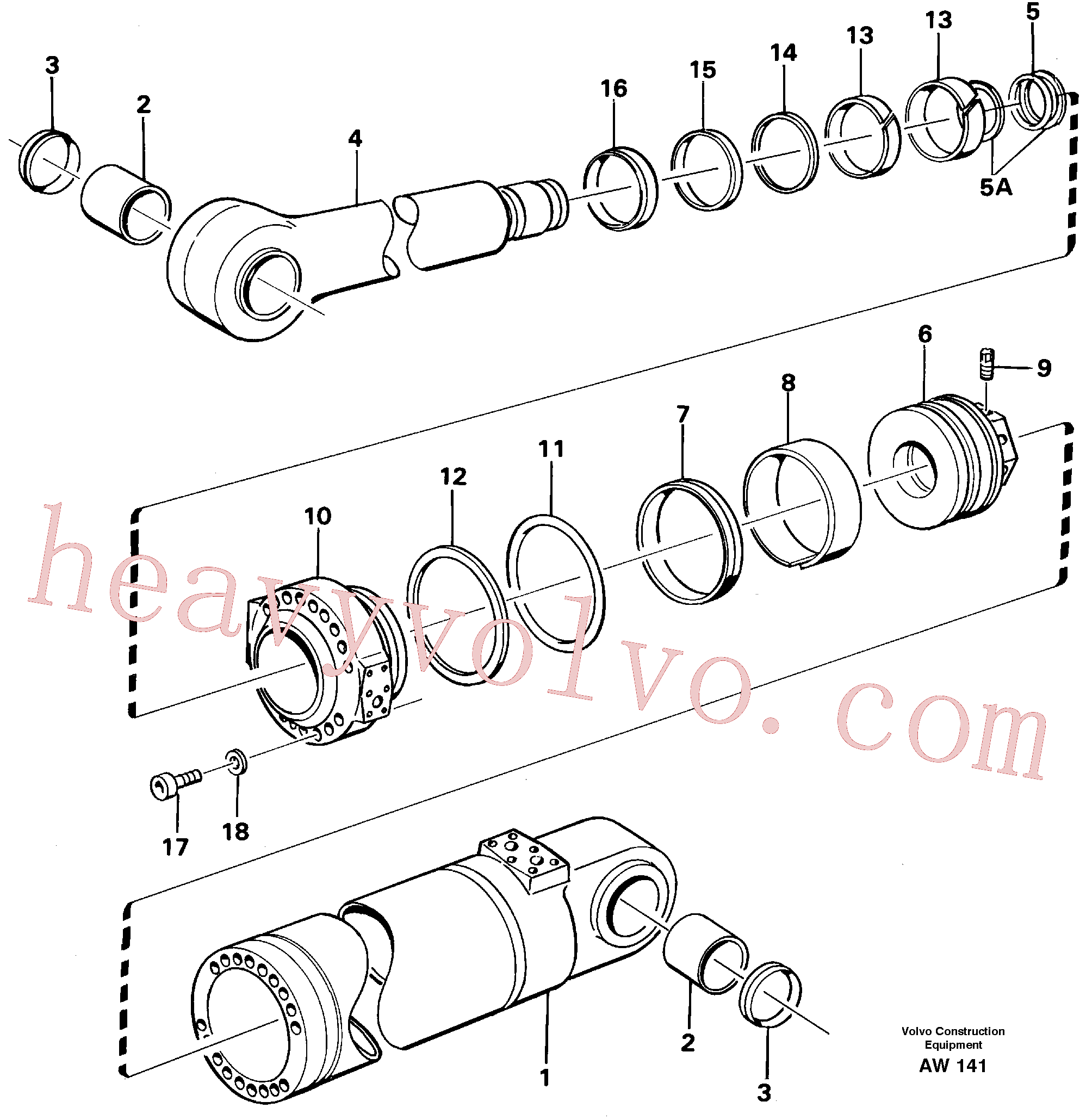 VOE11005105 for Volvo Hydraulic cylinder, tilt(AW141 assembly)