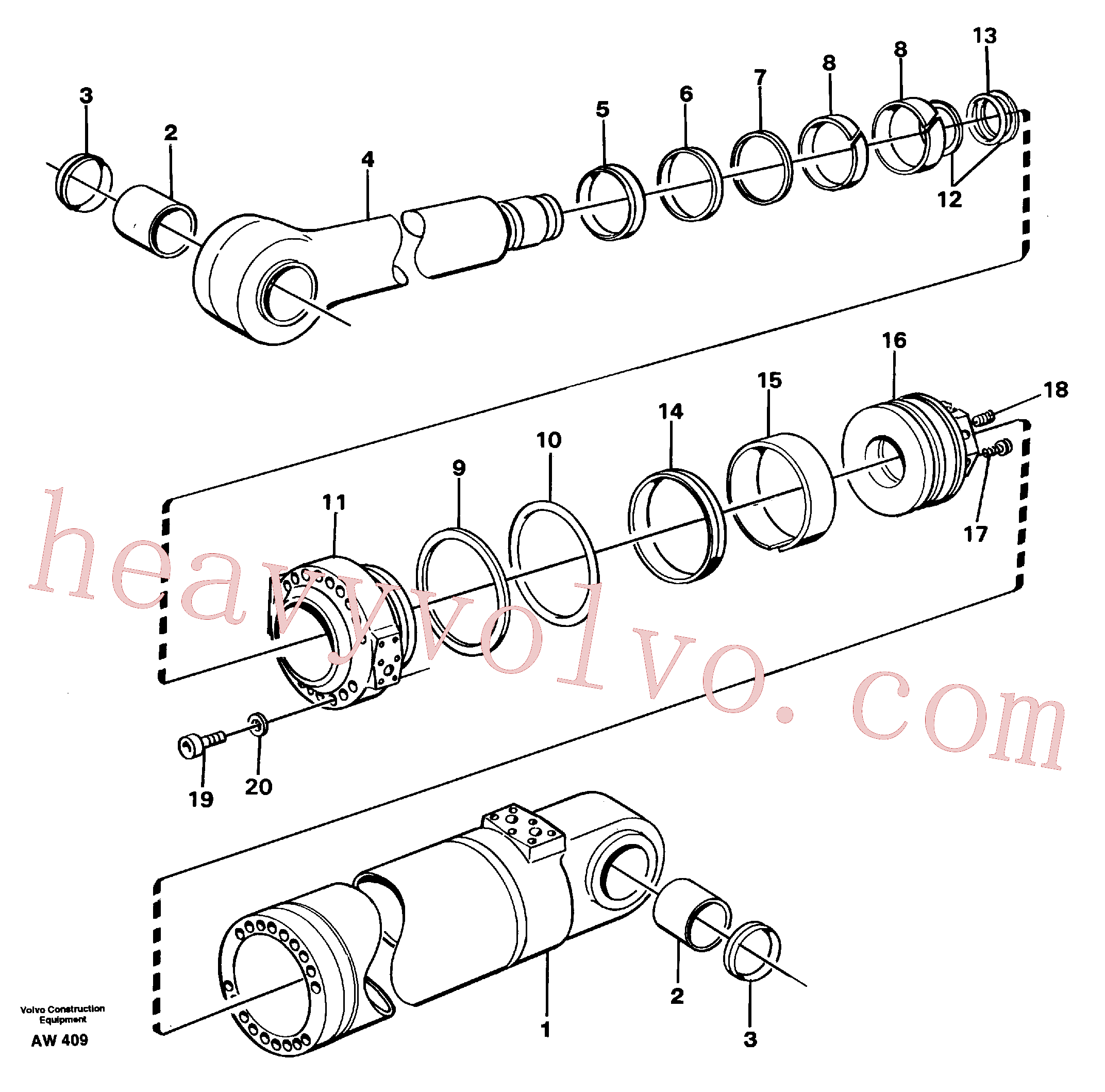 VOE11005105 for Volvo Hydraulic cylinder, tilt(AW409 assembly)