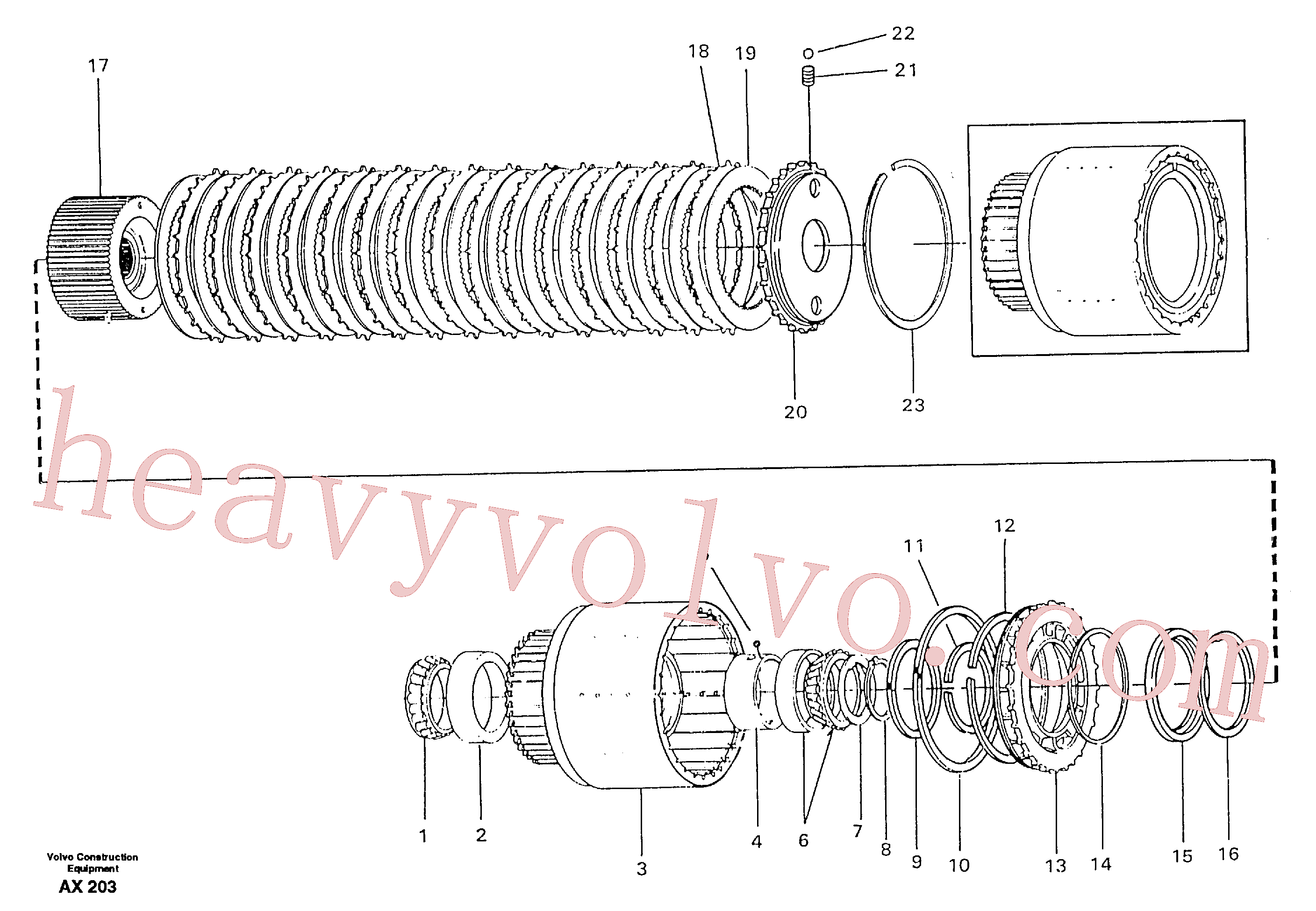 VOE11999737 for Volvo Clutch drum, Forward & reverse, Clutch drum, Third & fourth(AX203 assembly)