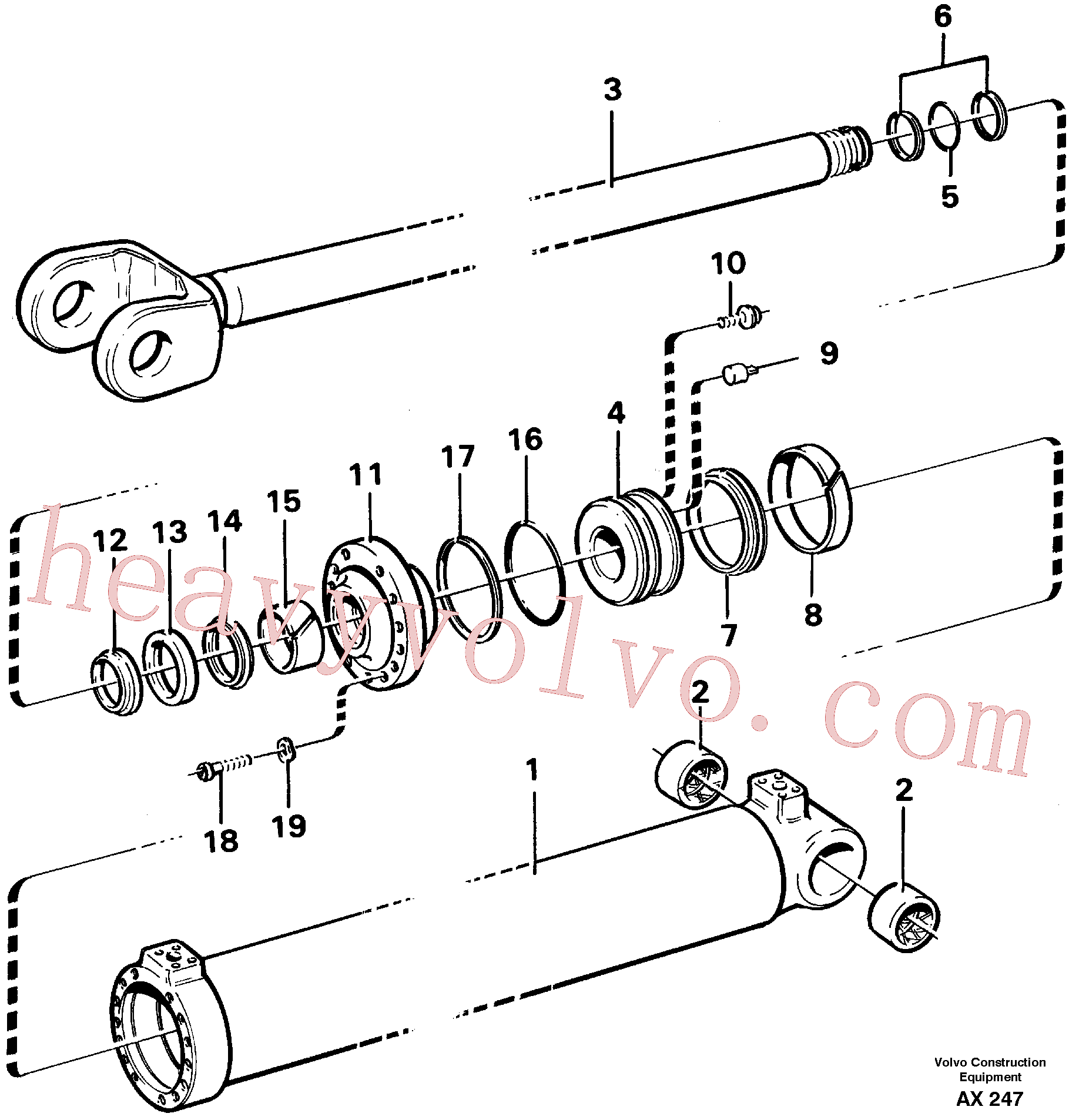 VOE11088518 for Volvo Hydraulic cylinder, lifting(AX247 assembly)