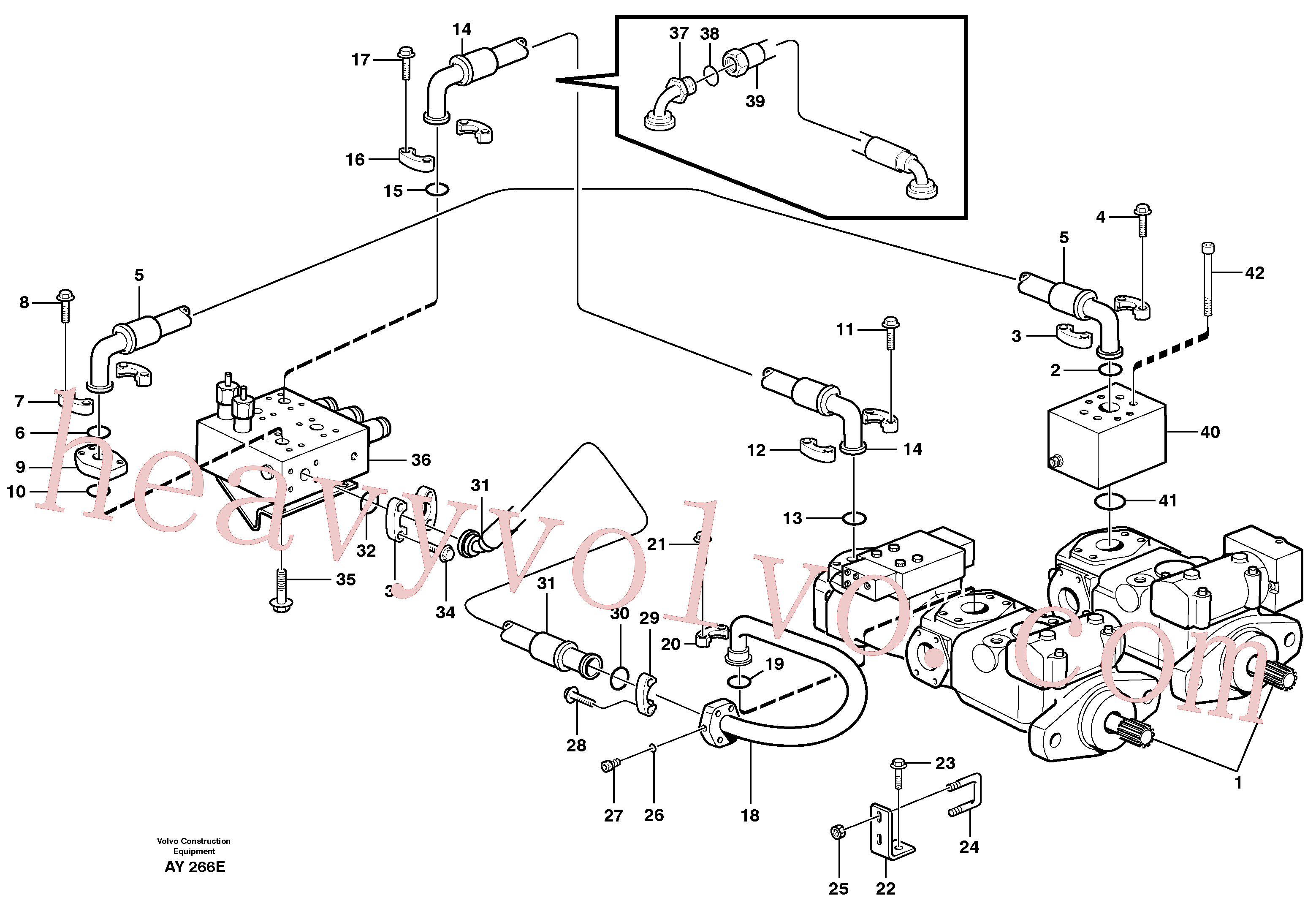 VOE13962906 for Volvo Hydraulic system, feed line from pumps to valve body(AY266E assembly)