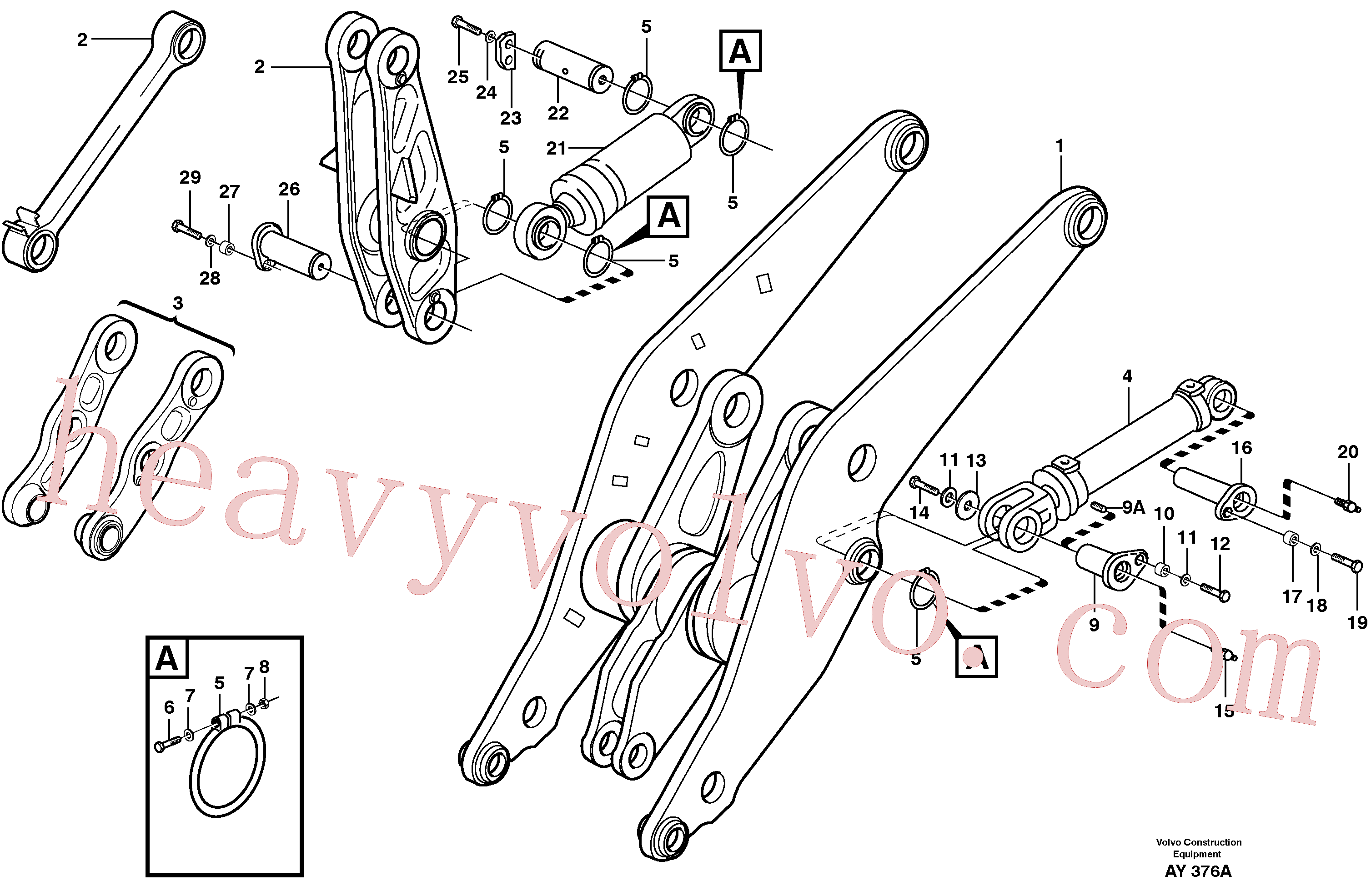 VOE14014634 for Volvo Lifting- and tilt cylinder with assembly parts.(AY376A assembly)