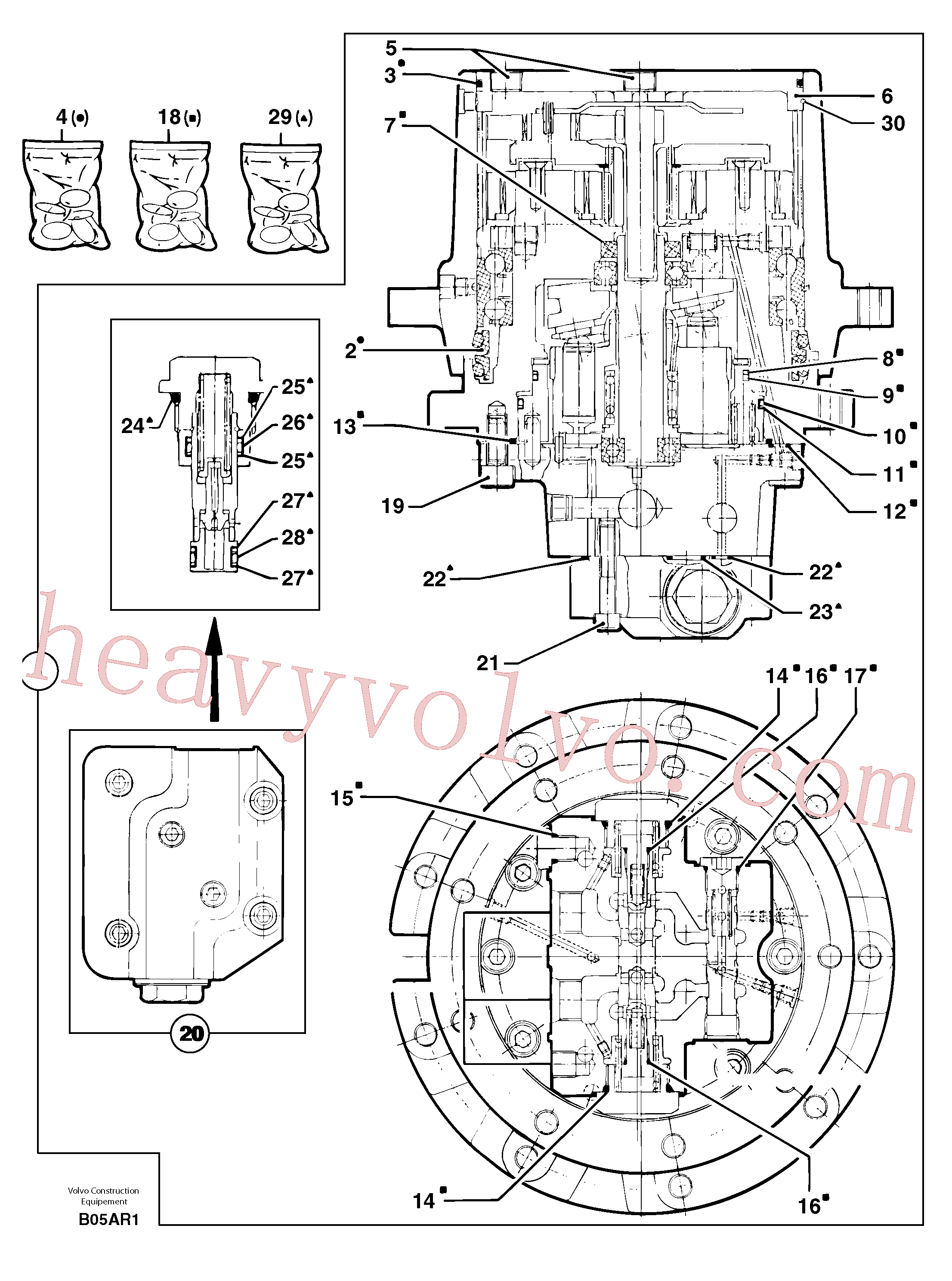 PJ7412448 for Volvo Travelling gear motor assy(B05AR1 assembly)