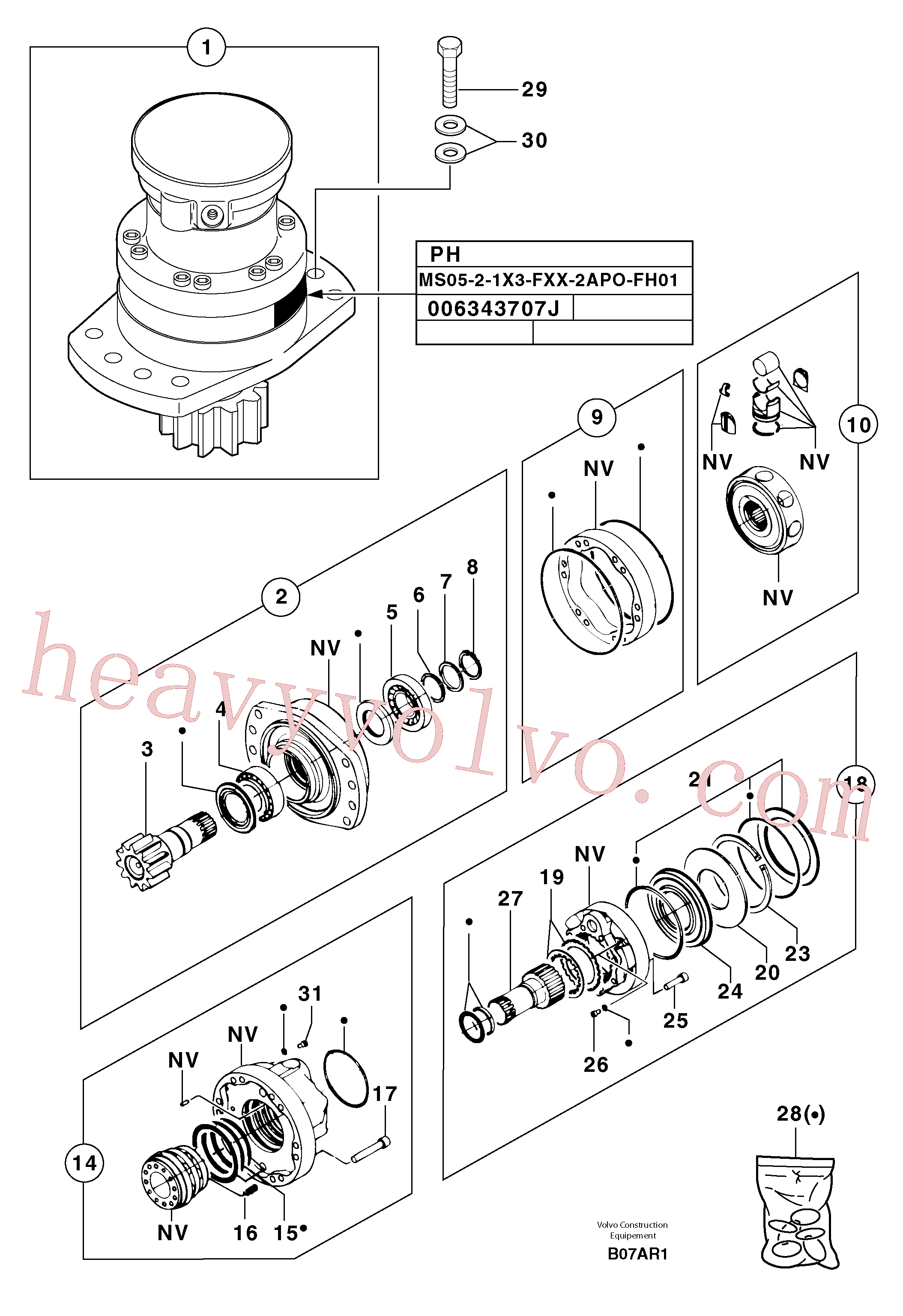 PJ7416379 for Volvo Slewing gear motor(B07AR1 assembly)