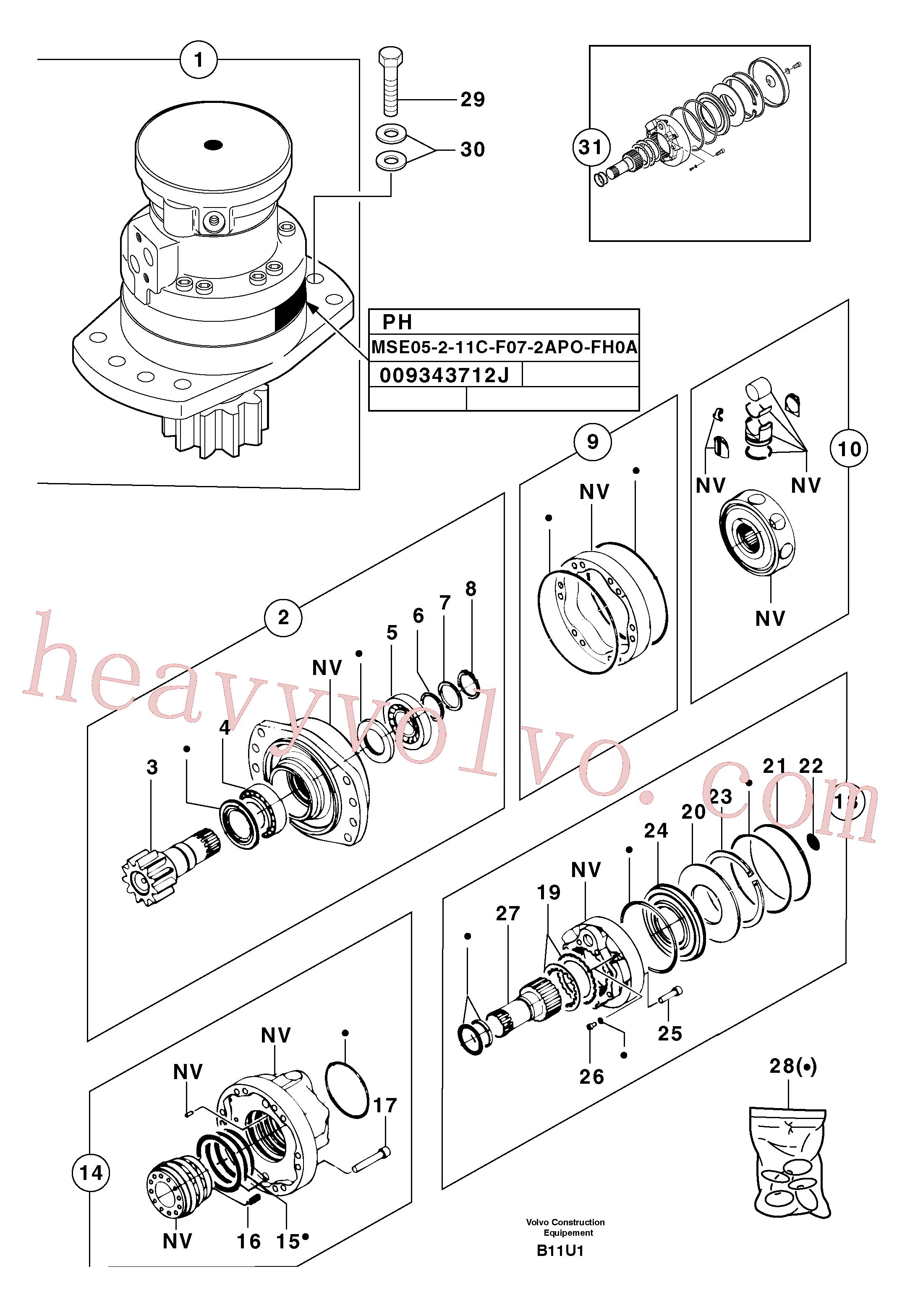 PJ7412457 for Volvo Slewing gear motor(B11U1 assembly)